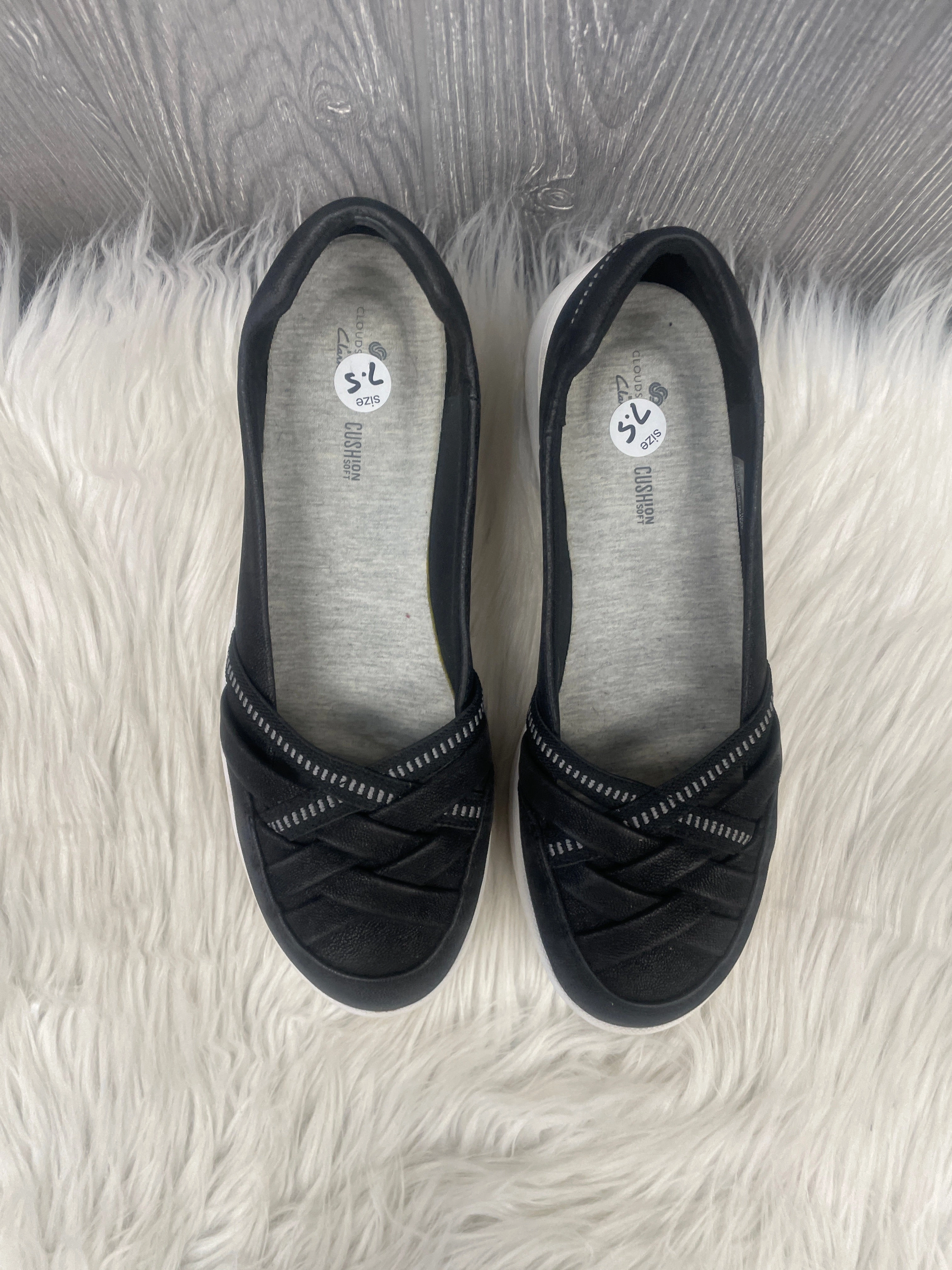 Shoes Flats By Clarks In Black, Size: 7.5 Leather Footwear