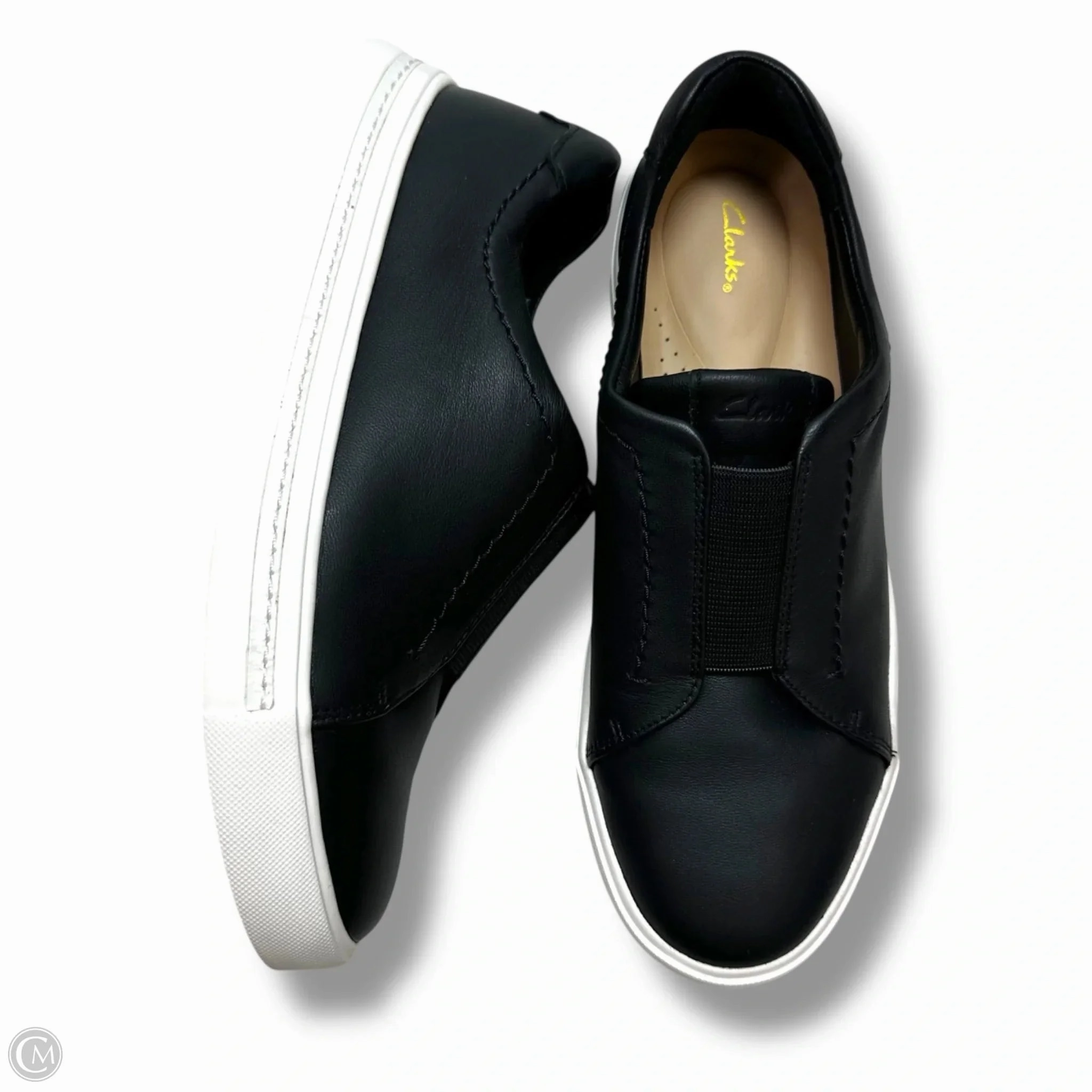 Shoes Flats By Clarks In Black, Size: 7.5 Leather Footwear