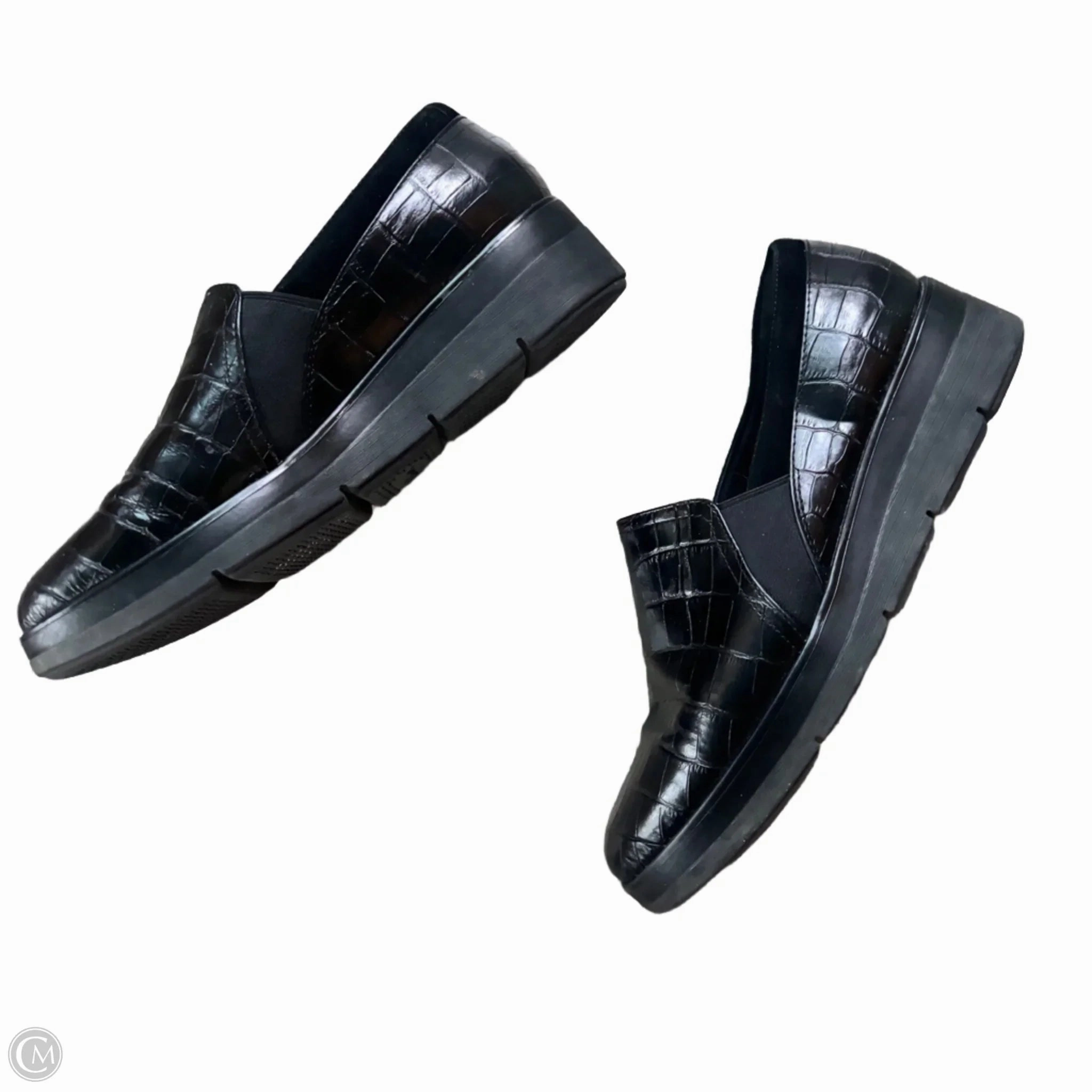 Shoes Flats By Clarks In Black, Size: 7.5 Leather Footwear