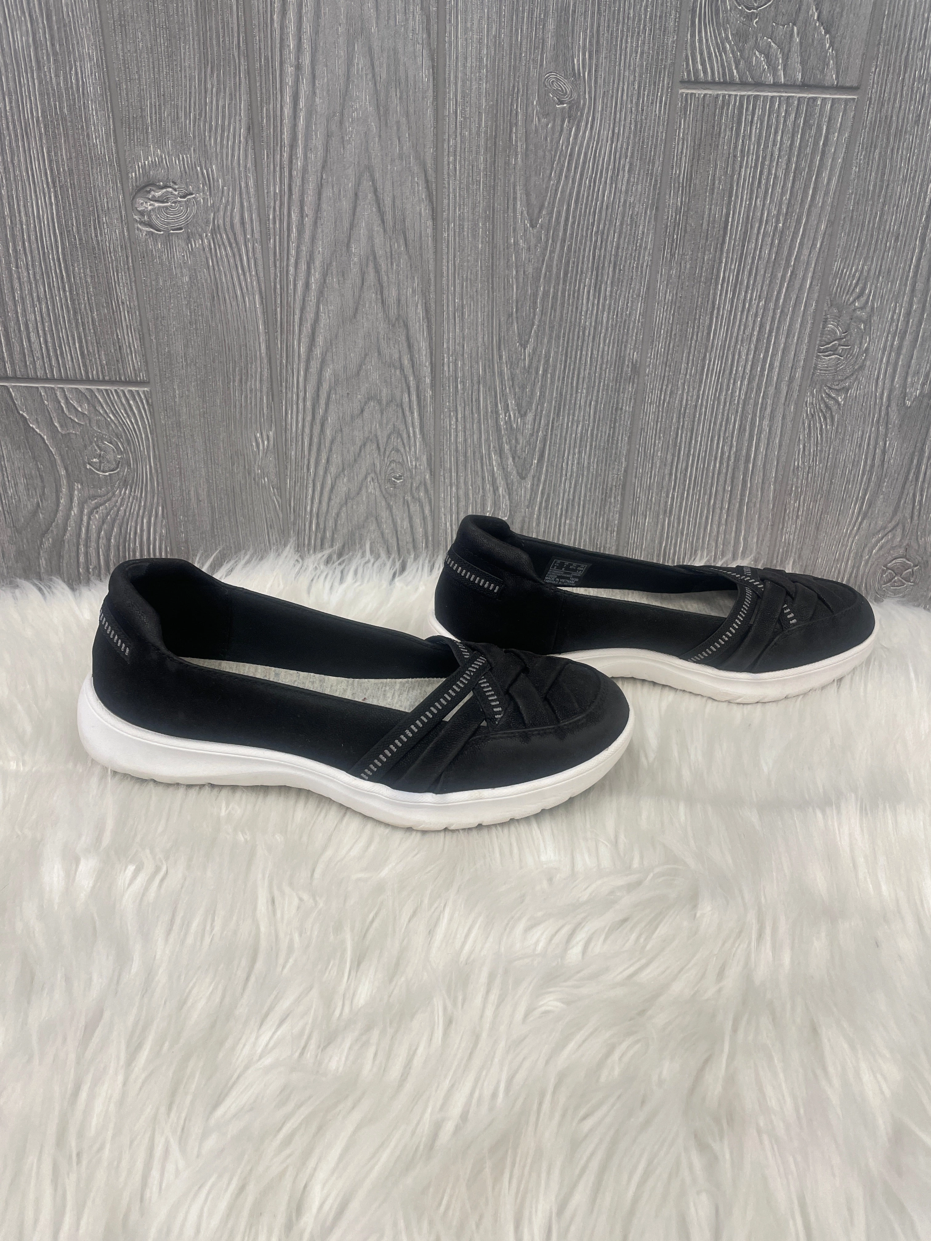 Shoes Flats By Clarks In Black, Size: 7.5 Leather Footwear