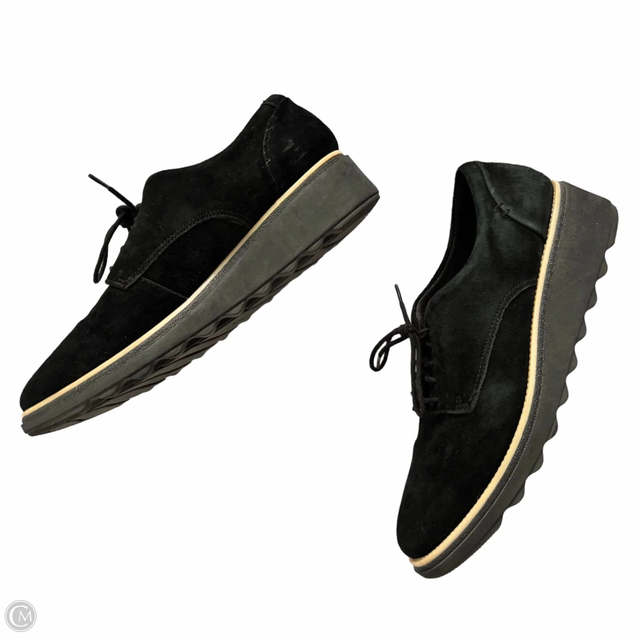 Shoes Flats By Clarks In Black, Size: 8.5 Leather Footwear