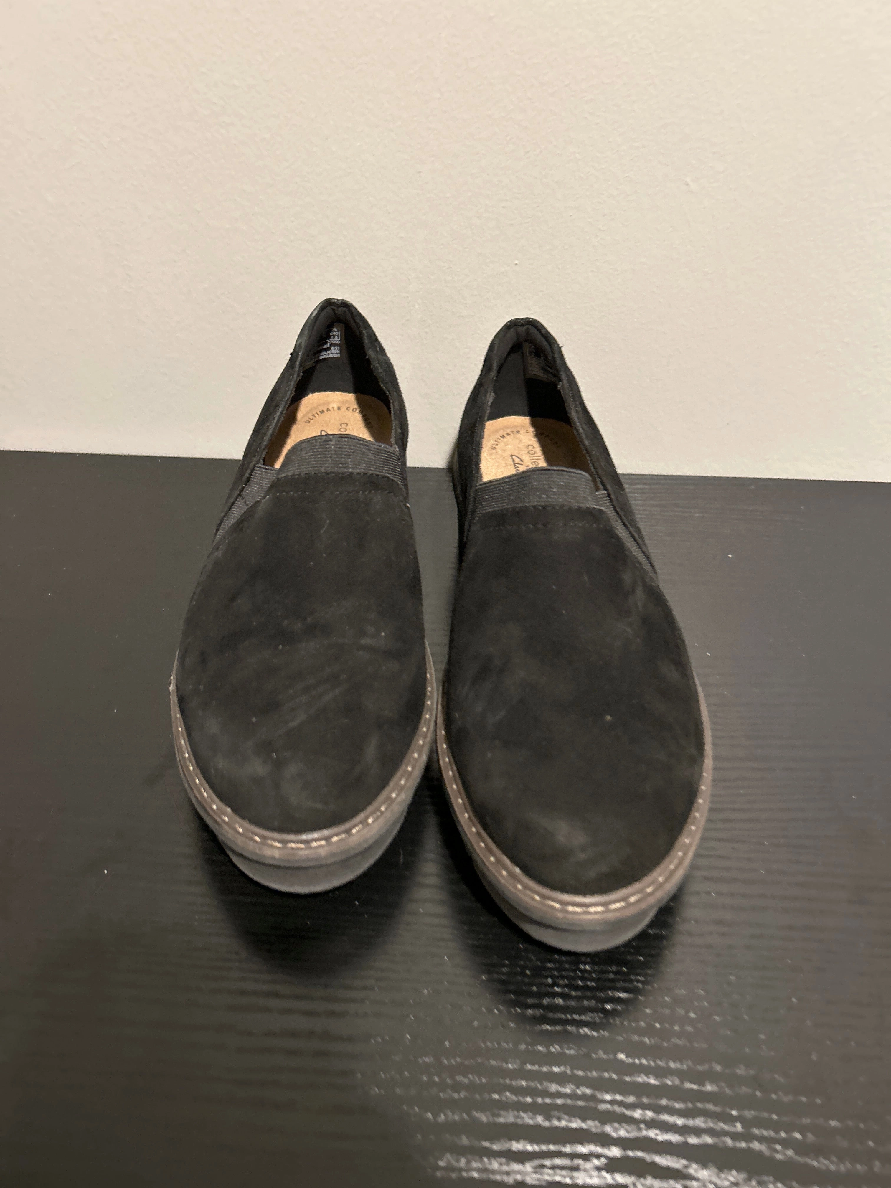 Shoes Flats By Clarks In Black, Size: 8 Leather Footwear