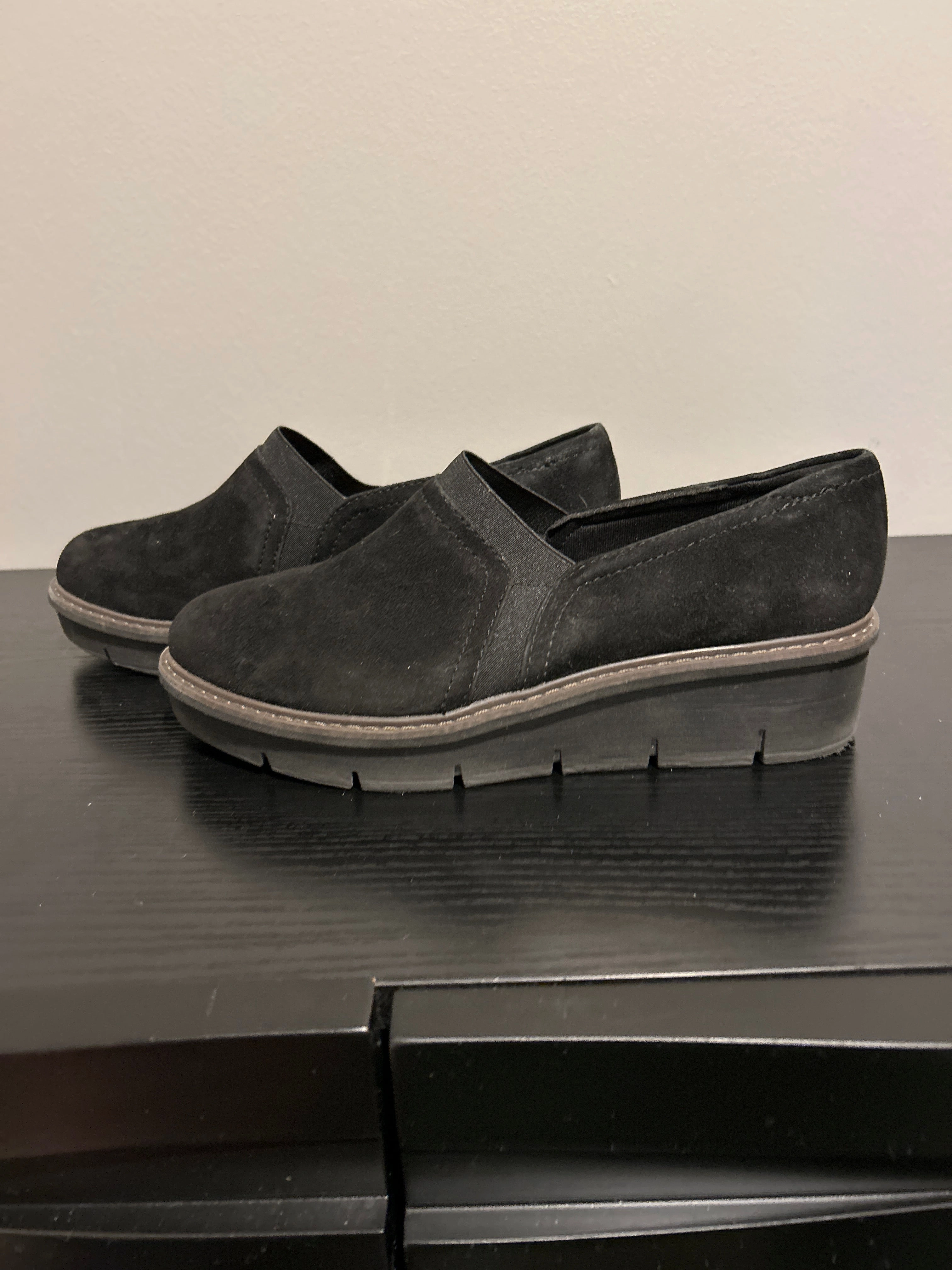 Shoes Flats By Clarks In Black, Size: 8 Leather Footwear