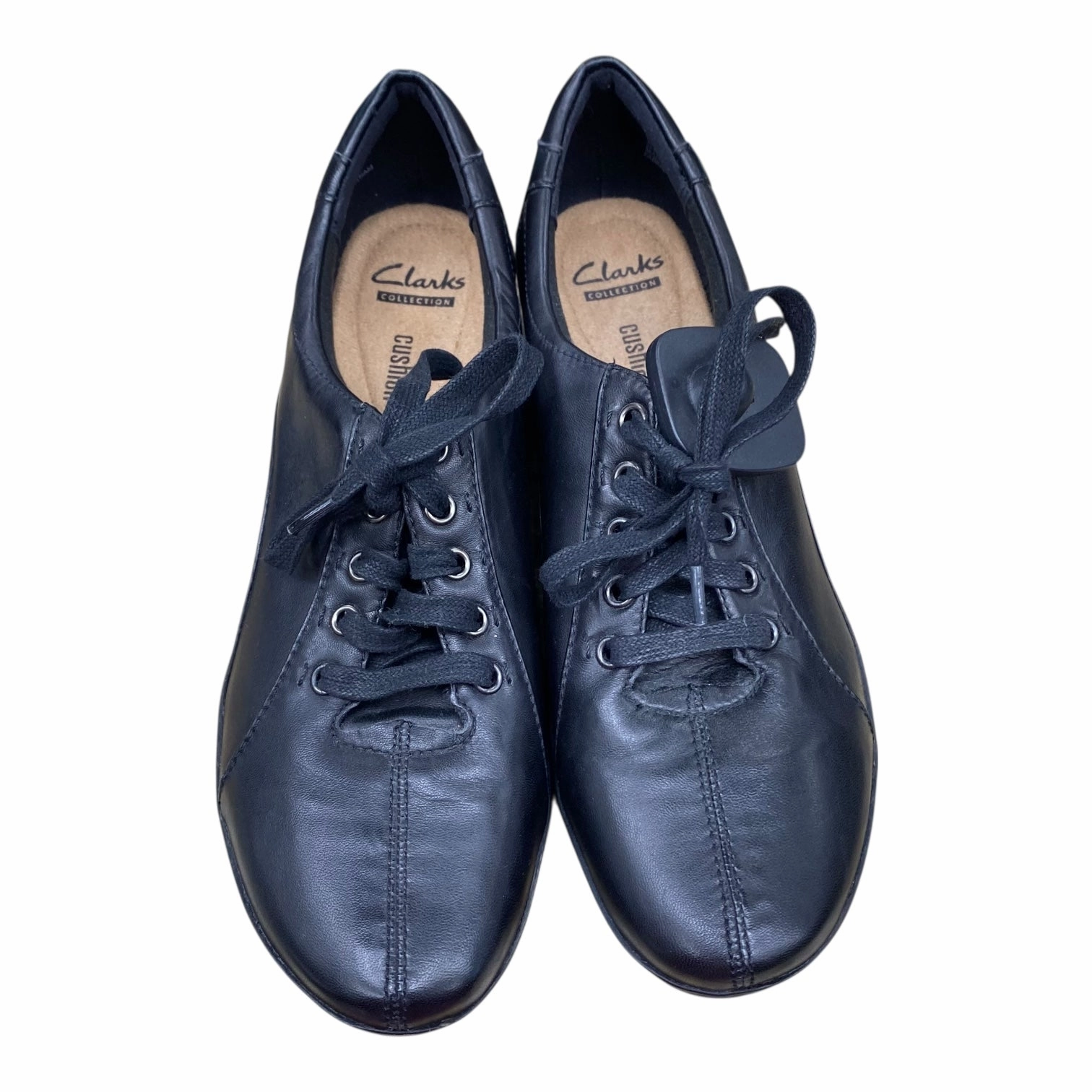 Shoes Flats By Clarks In Black, Size:9.5 Leather Footwear