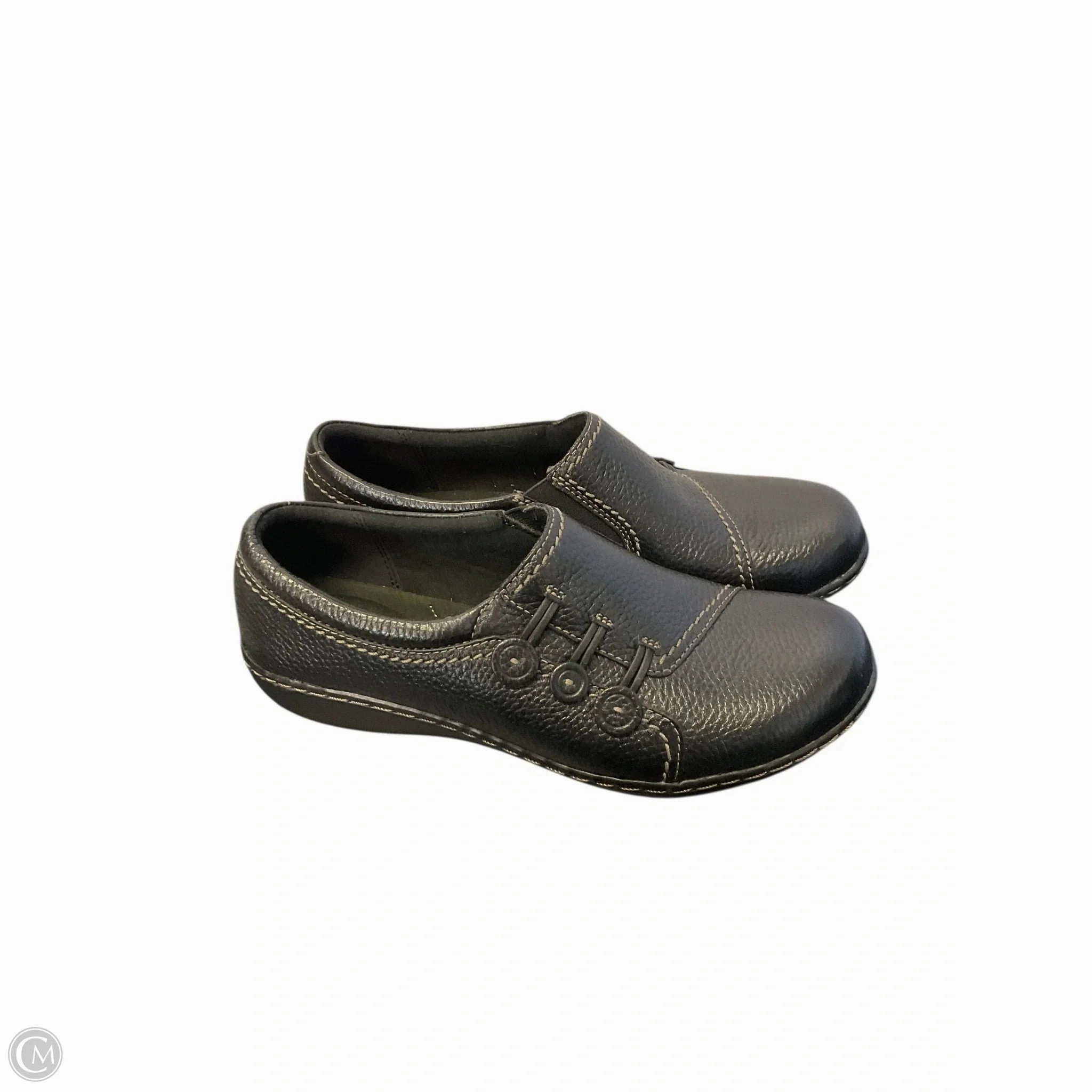 Shoes Flats By Clarks In Black, Size: 9 Leather Footwear