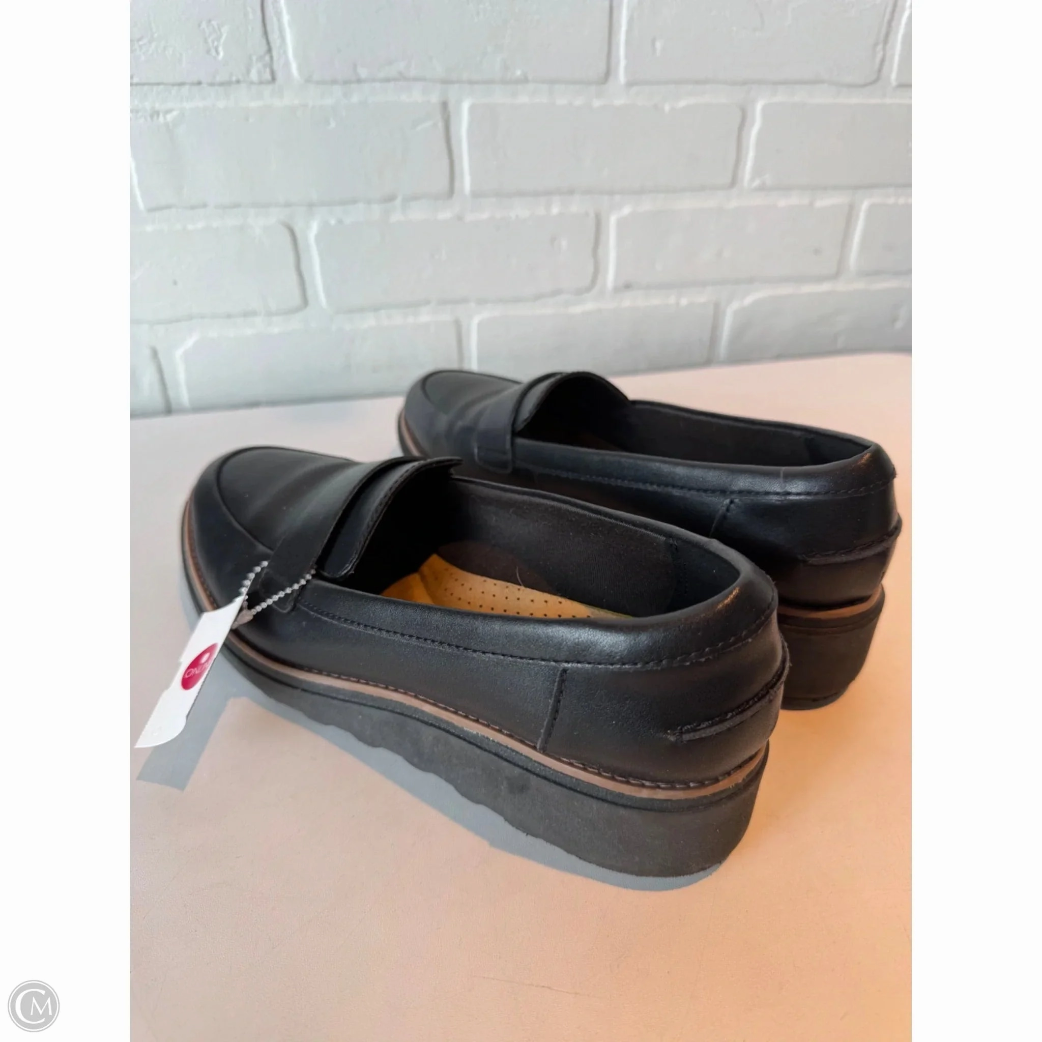 Shoes Flats By Clarks In Black, Size: 9 Leather Footwear
