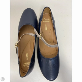 Shoes Flats By Clarks In Blue & Silver, Size: 11 Clarks leather shoes for daily wear
