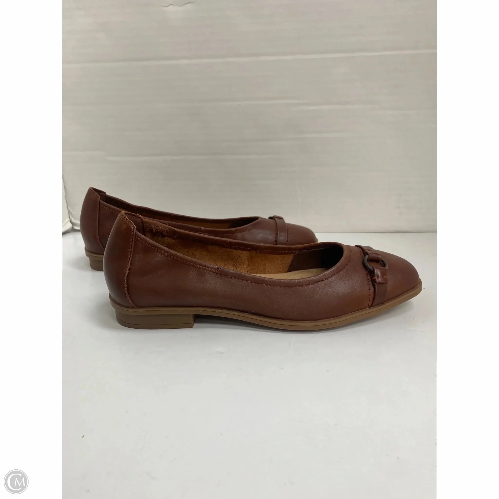 Shoes Flats By Clarks In Brown, Size: 7.5 Leather Footwear