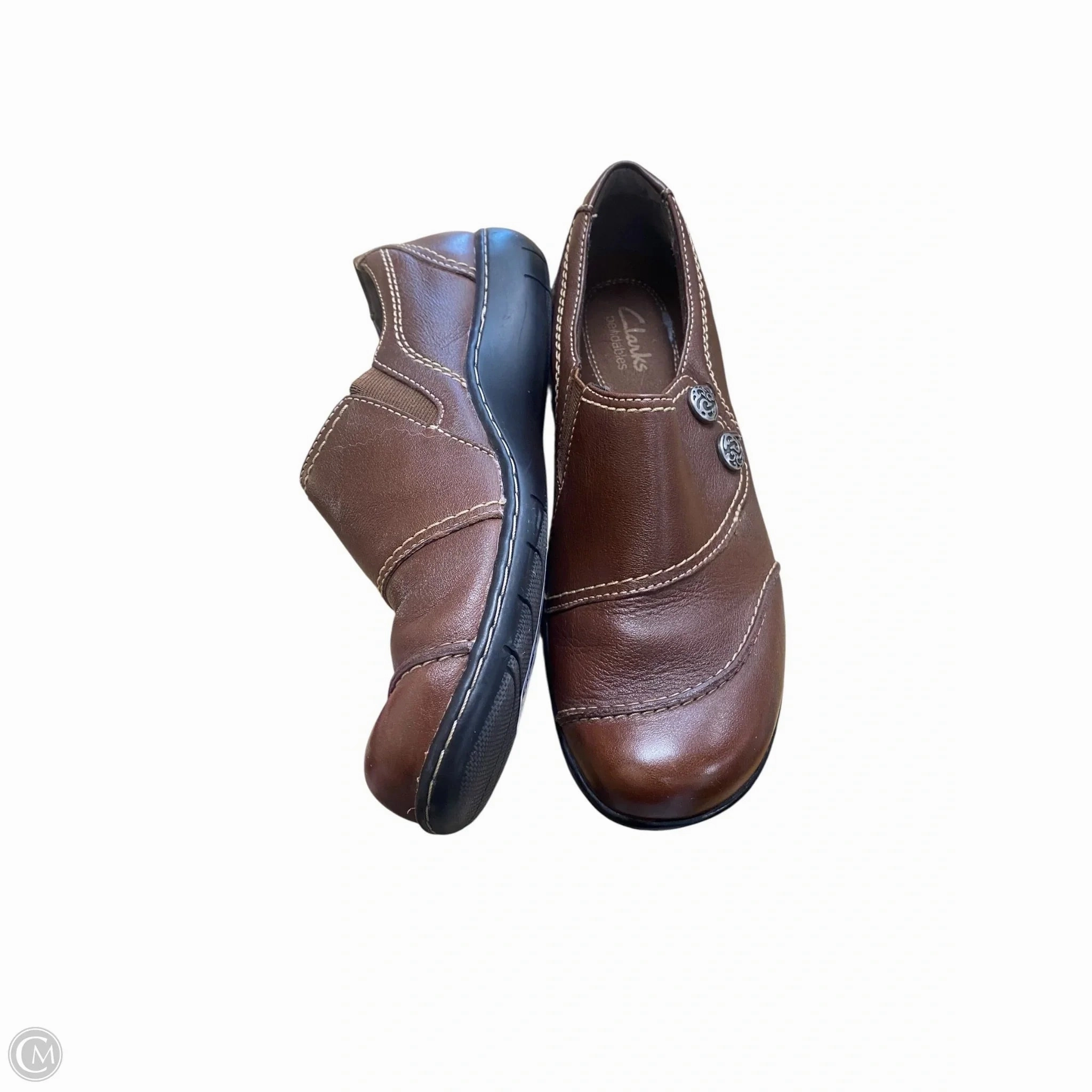 Shoes Flats By Clarks In Brown, Size: 8.5 Leather Footwear
