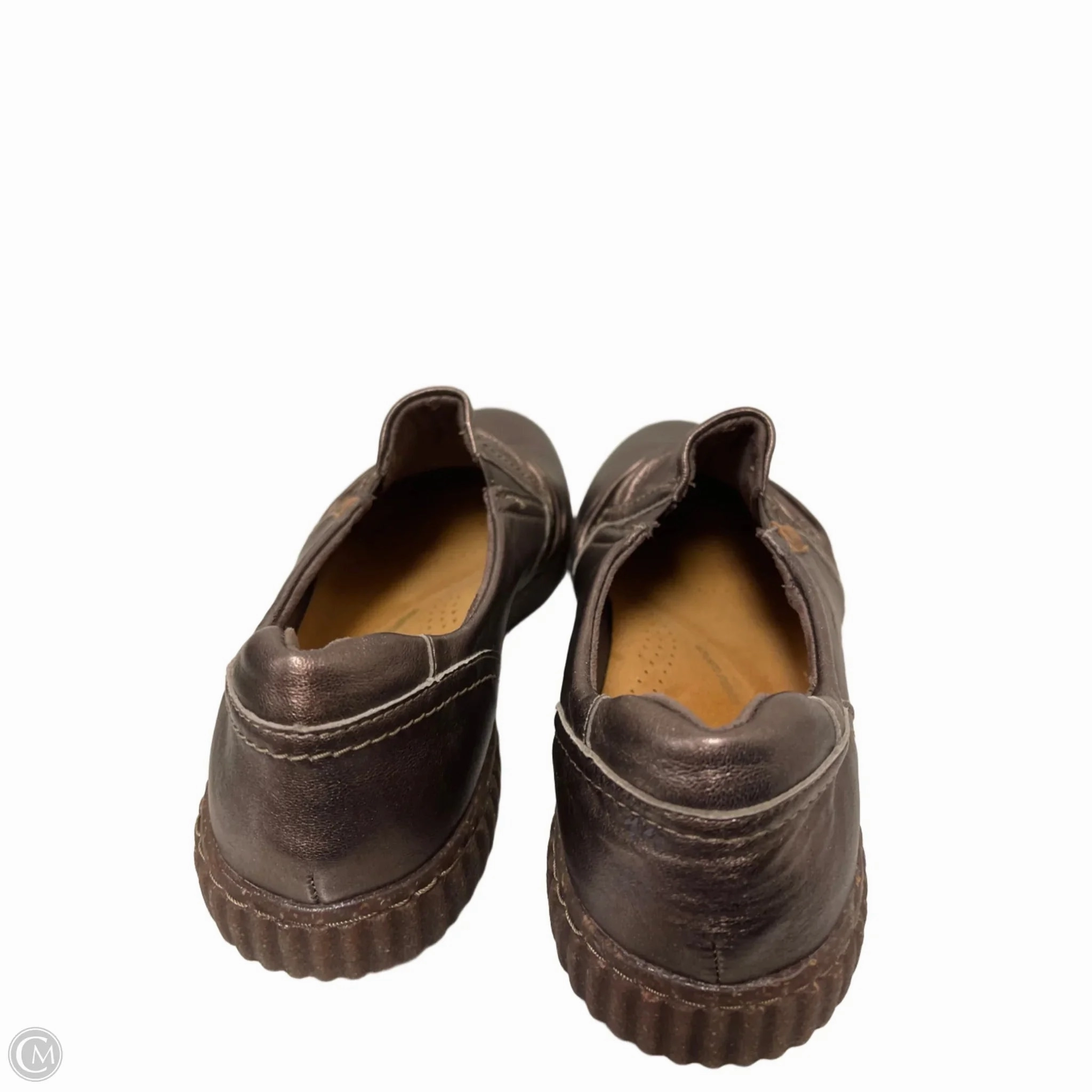 Shoes Flats By Clarks In Gold, Size: 9.5 Leather Footwear