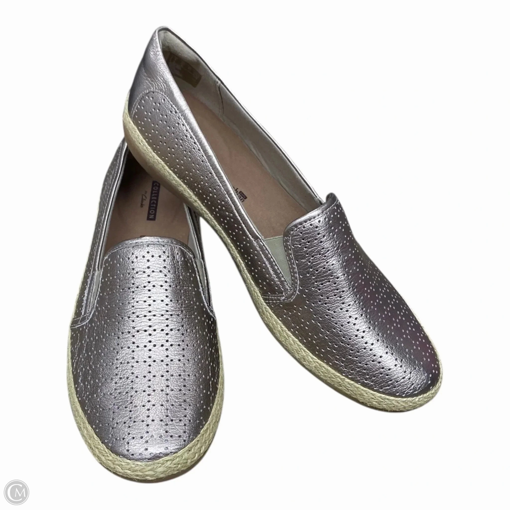 Shoes Flats By Clarks In Gold, Size: 9.5 Leather Footwear