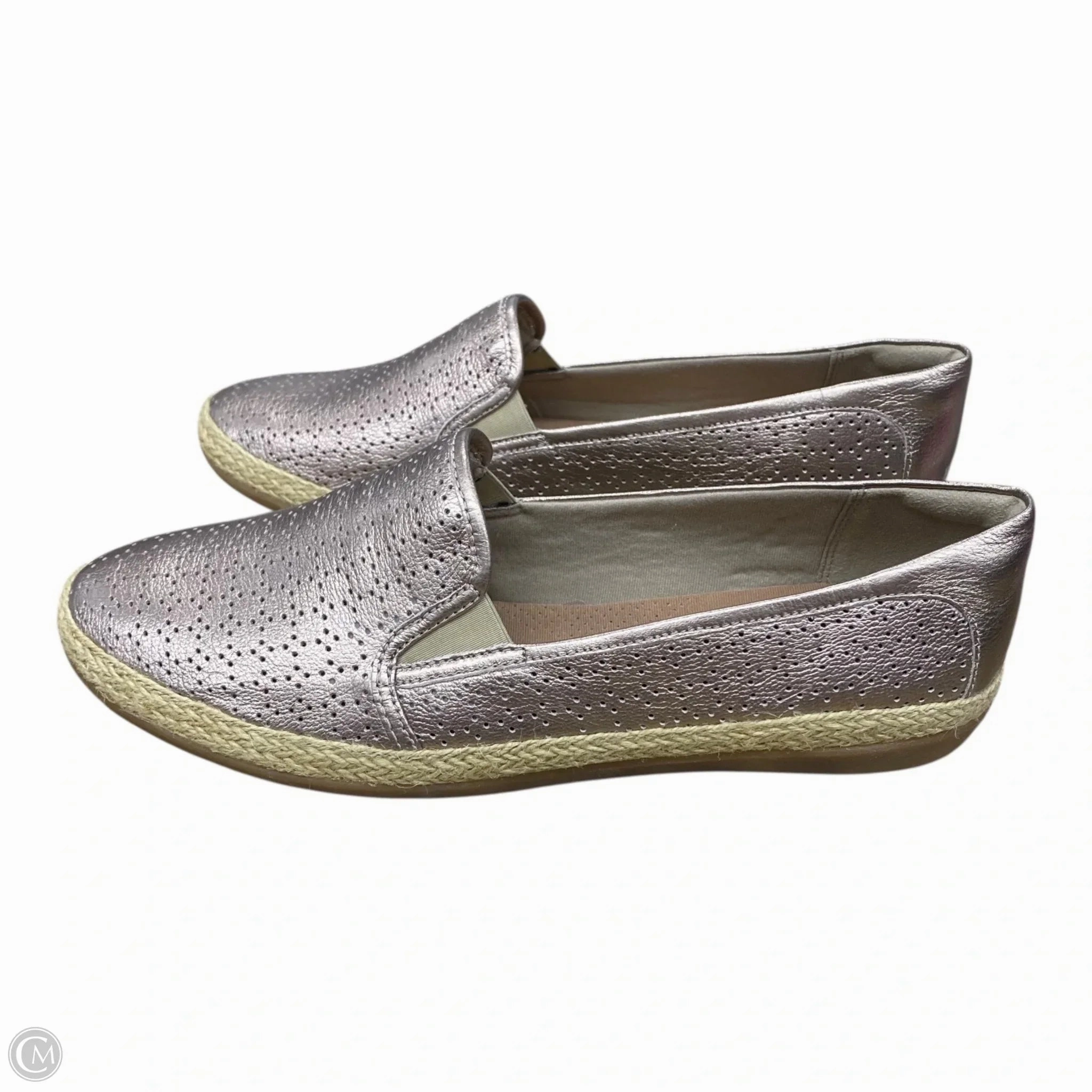 Shoes Flats By Clarks In Gold, Size: 9.5 Leather Footwear