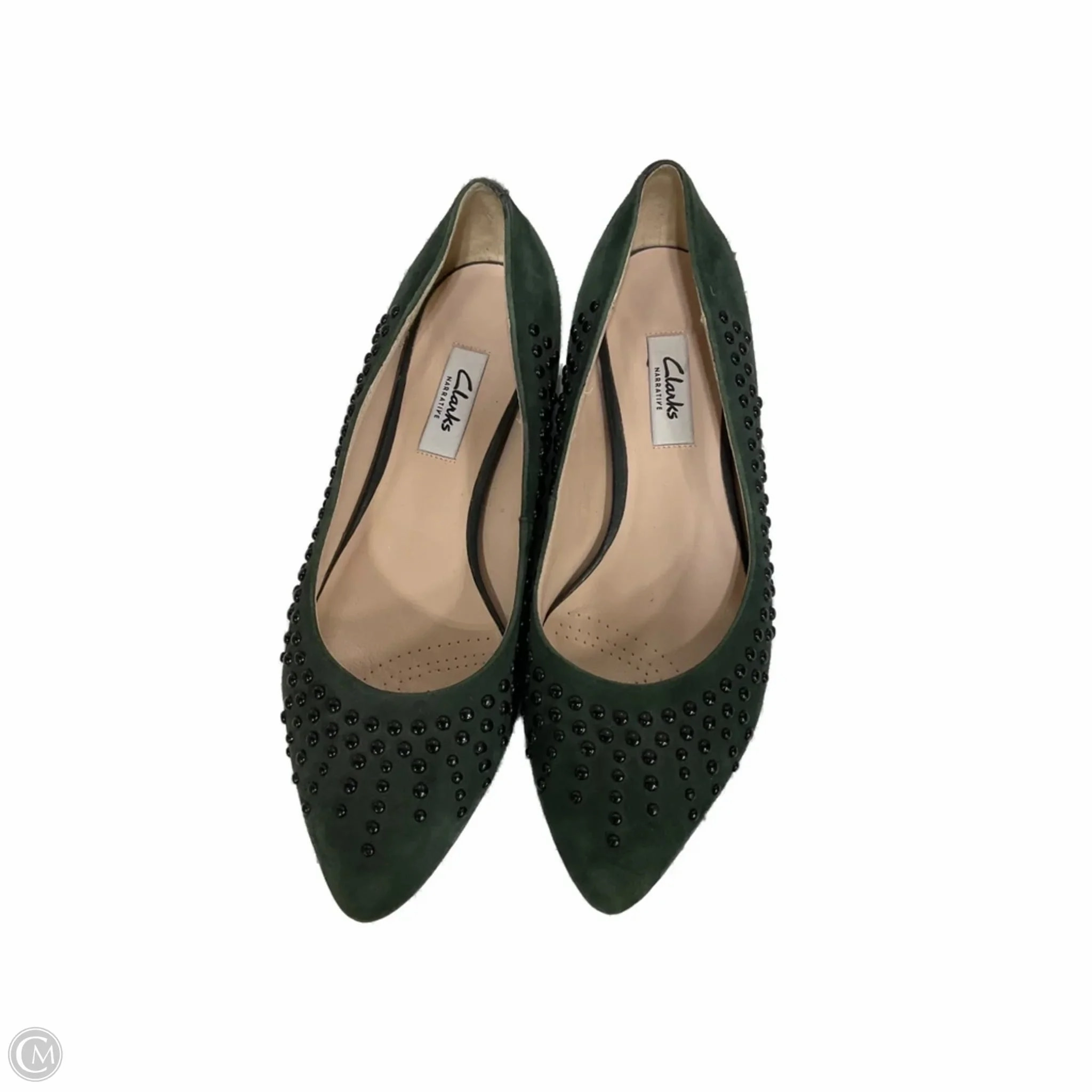 Shoes Flats By Clarks In Green, Size: 7 Leather Footwear