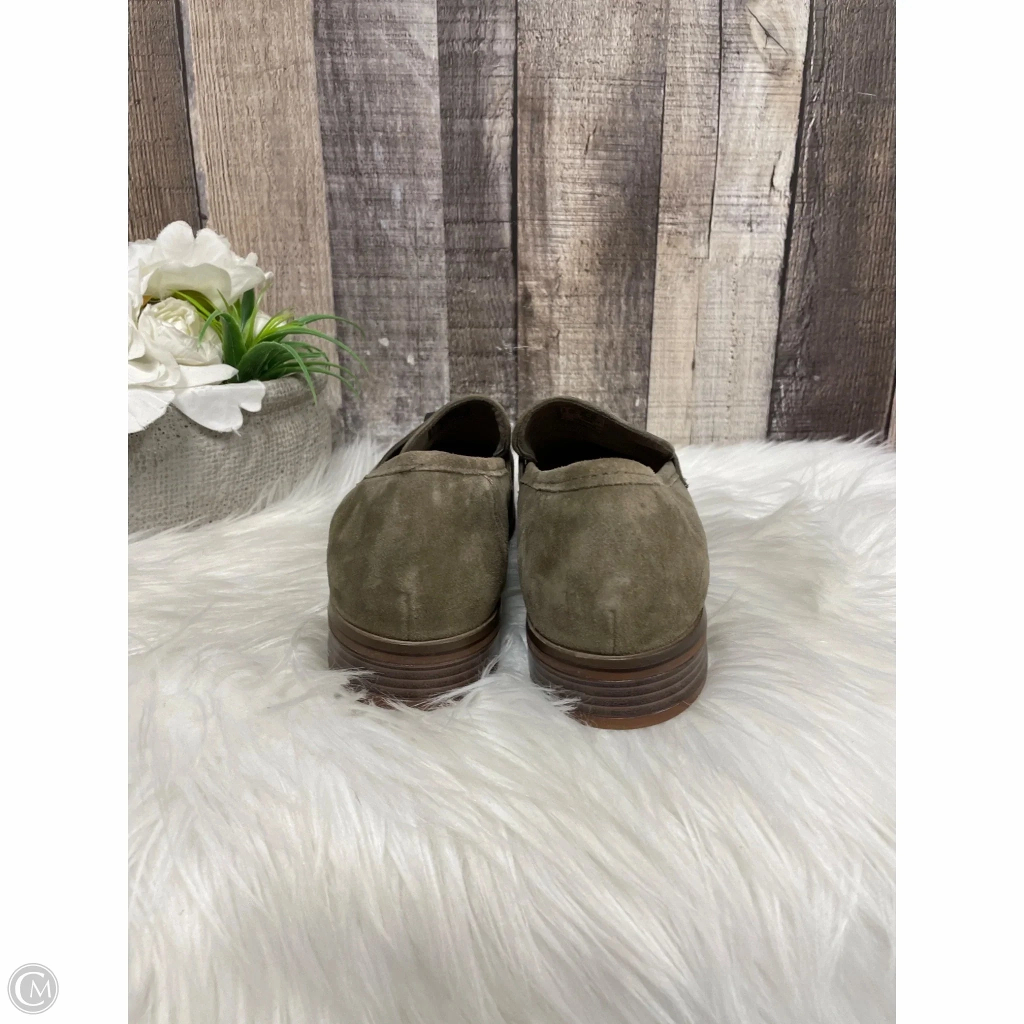 Shoes Flats By Clarks In Green, Size: 8.5 Leather Footwear