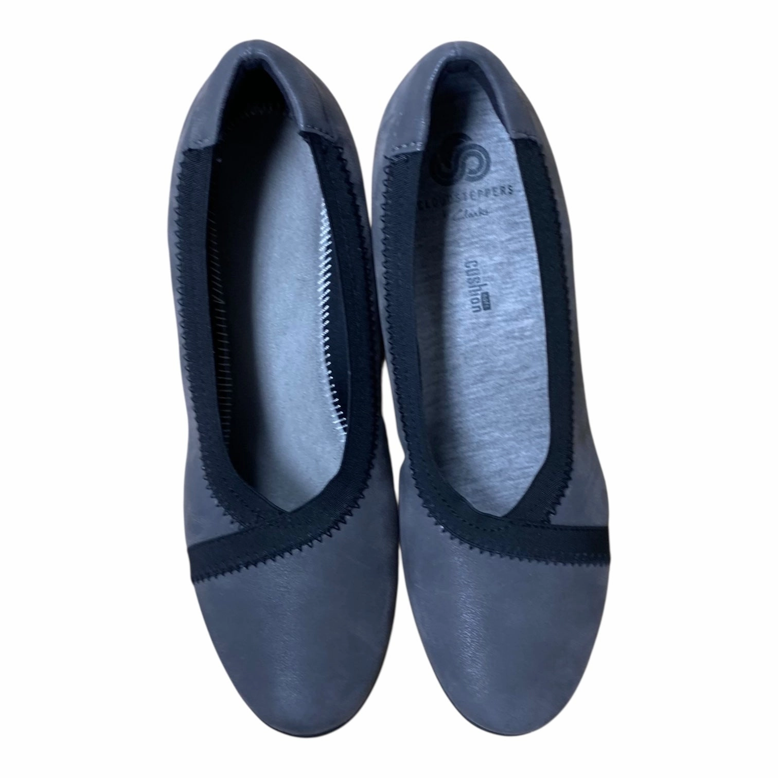 Shoes Flats By Clarks In Grey, Size:5.5 Leather Footwear