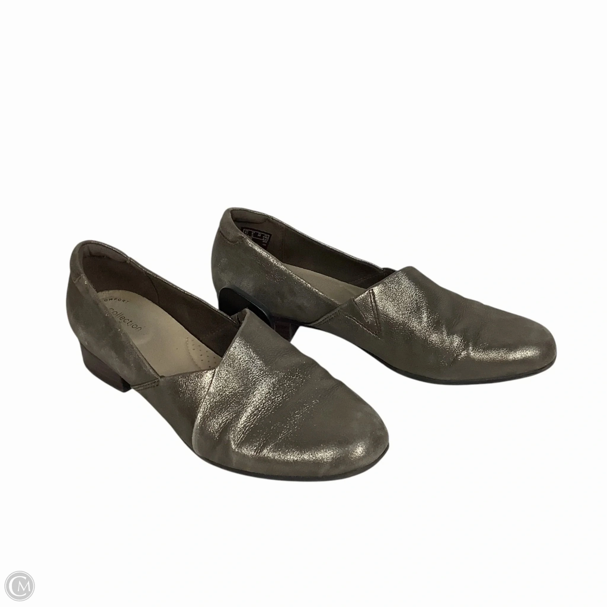 Shoes Flats By Clarks In Grey, Size: 8 Leather Footwear
