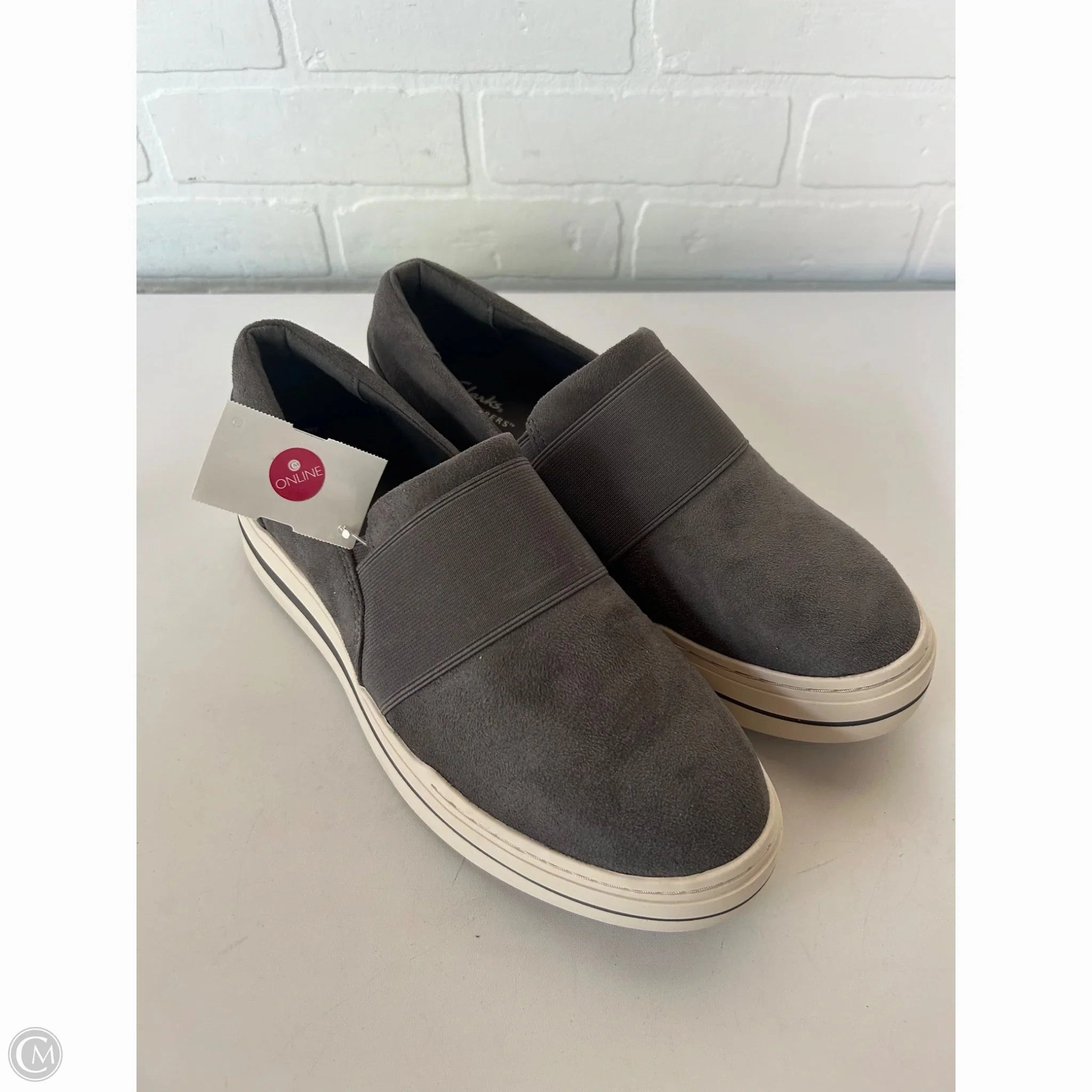 Shoes Flats By Clarks In Grey, Size: 9.5 Clarks leather shoes for daily wear