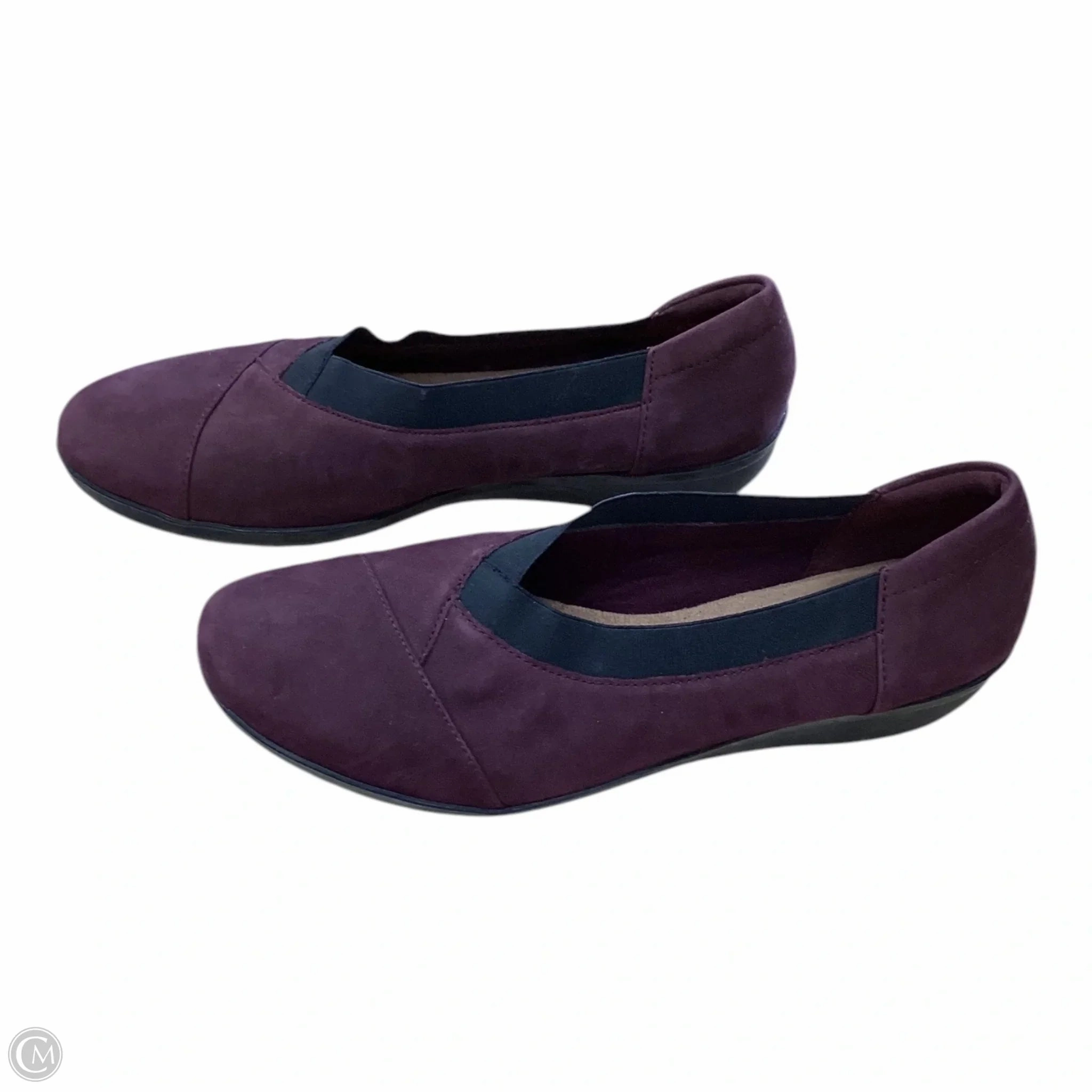 Shoes Flats By Clarks In Maroon, Size: 10 Leather Footwear