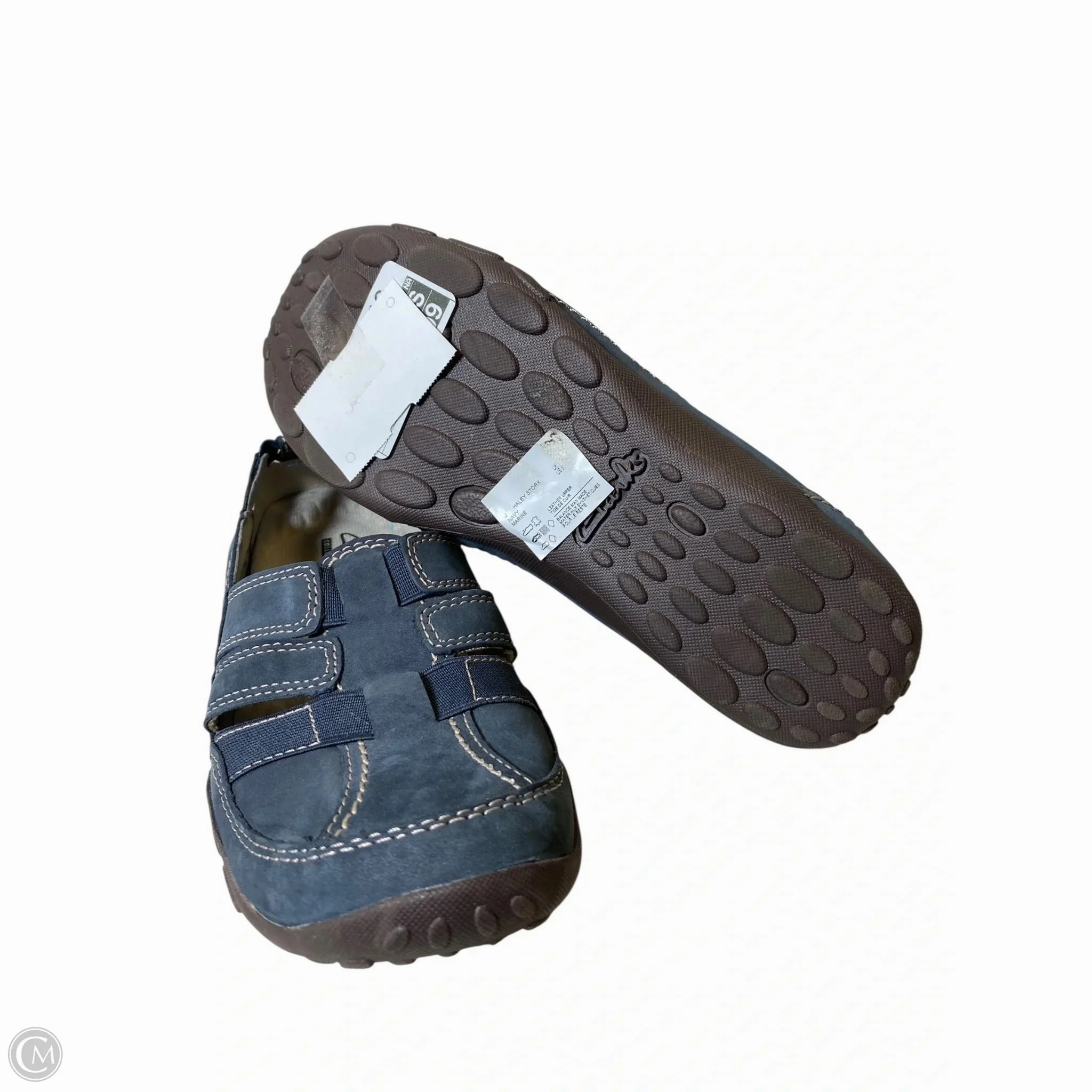 Shoes Flats By Clarks In Navy, Size: 8.5 Leather Footwear