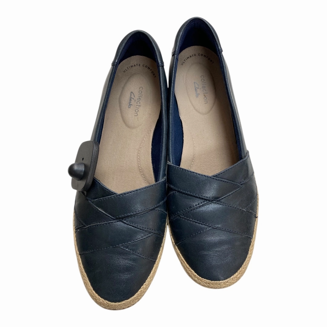 Shoes Flats By Clarks In Navy, Size:8.5 Leather Footwear