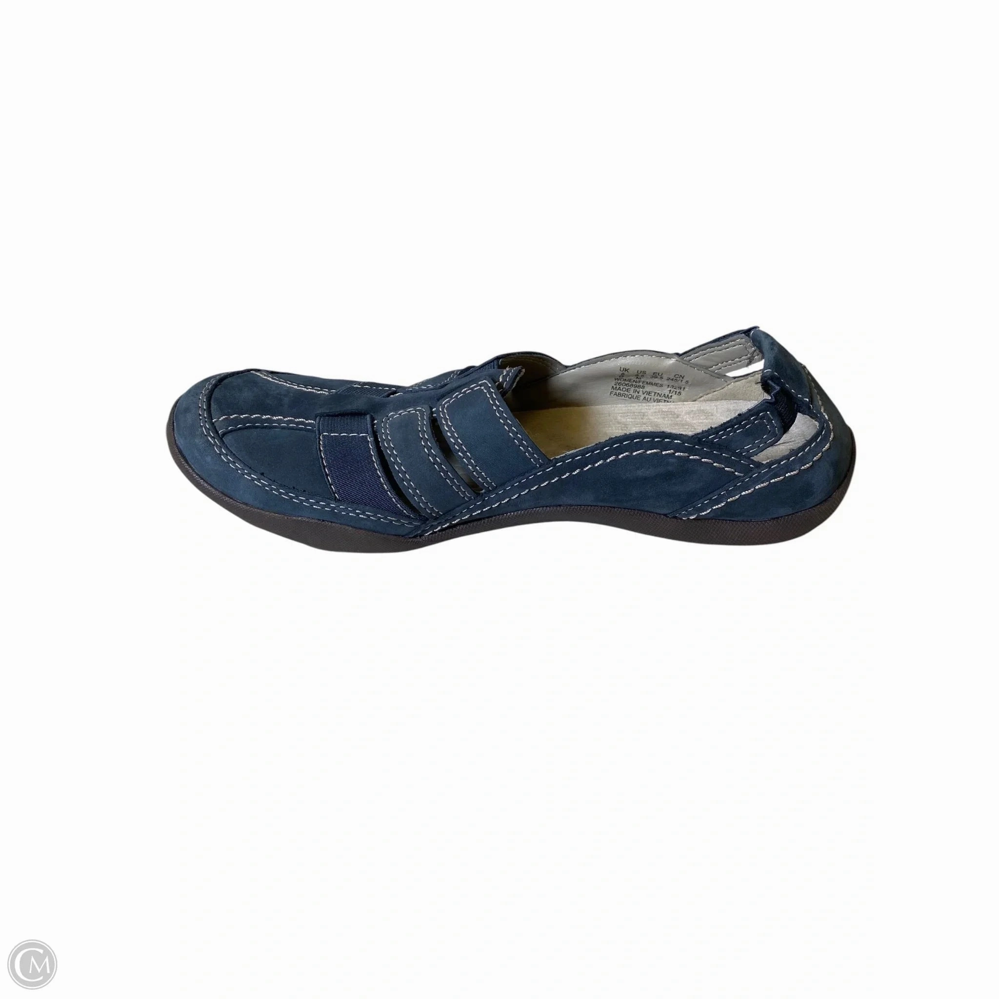 Shoes Flats By Clarks In Navy, Size: 8.5 Leather Footwear