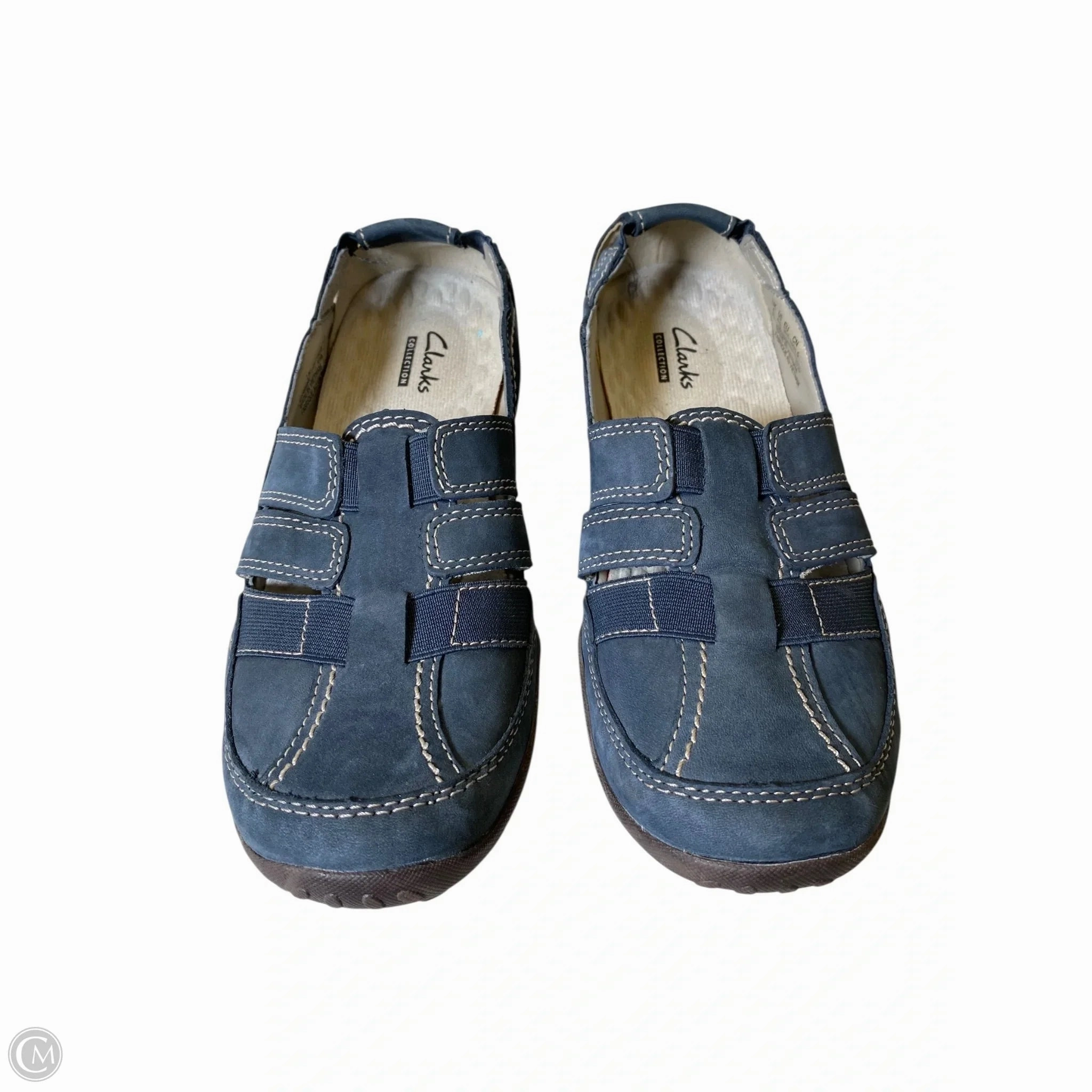 Shoes Flats By Clarks In Navy, Size: 8.5 Leather Footwear