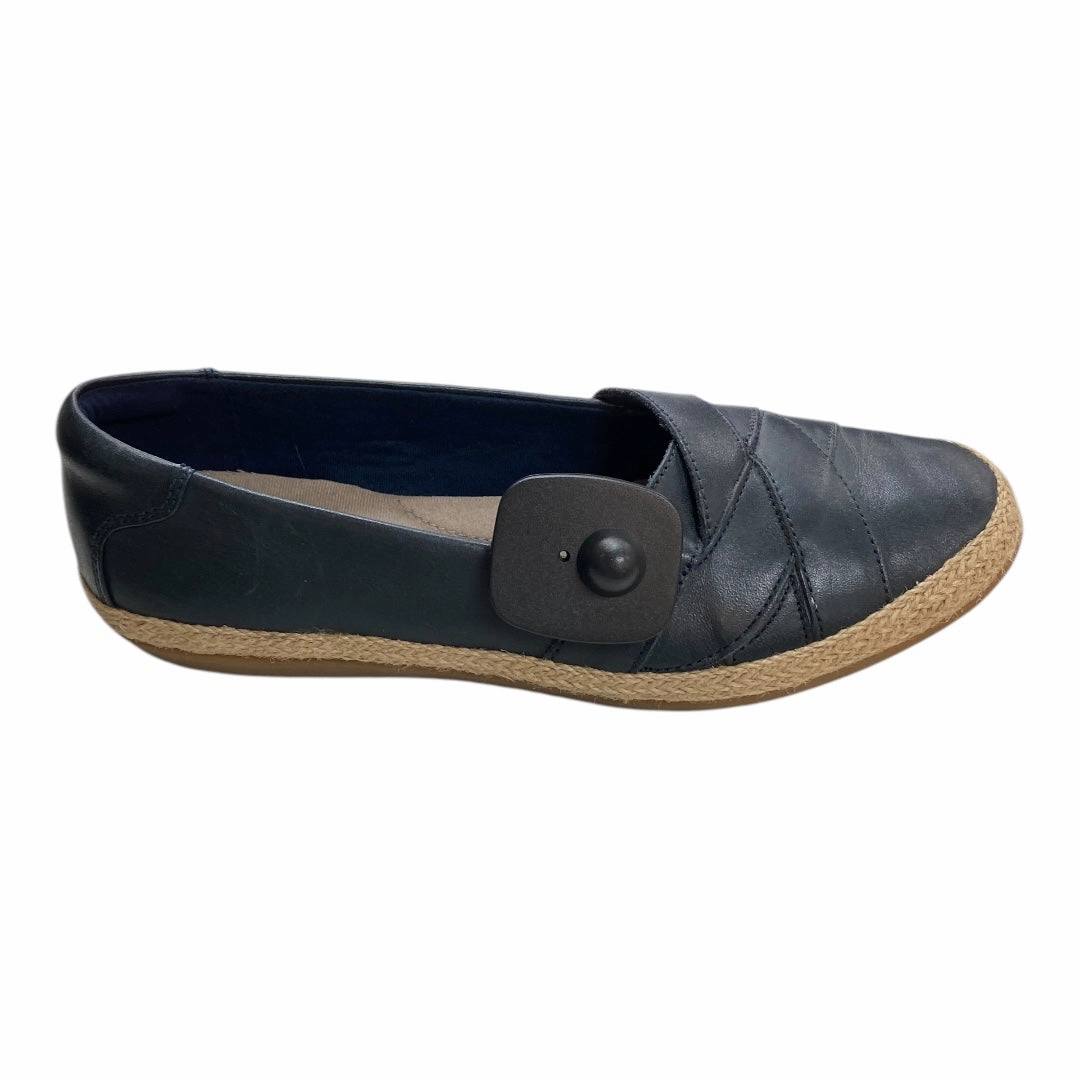 Shoes Flats By Clarks In Navy, Size:8.5 Clarks leather shoes for daily wear