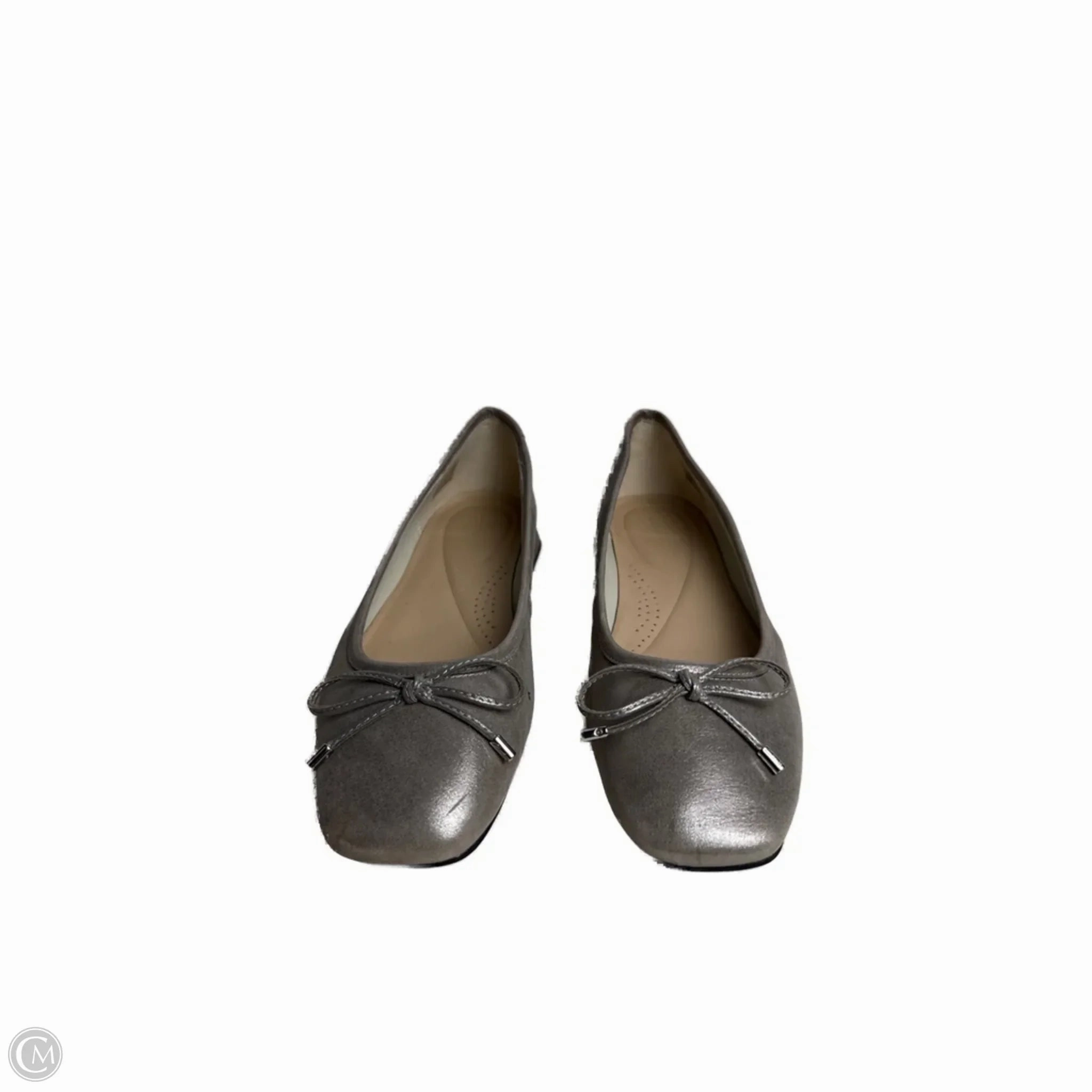 Shoes Flats By Clarks In Silver, Size: 10 Leather Footwear