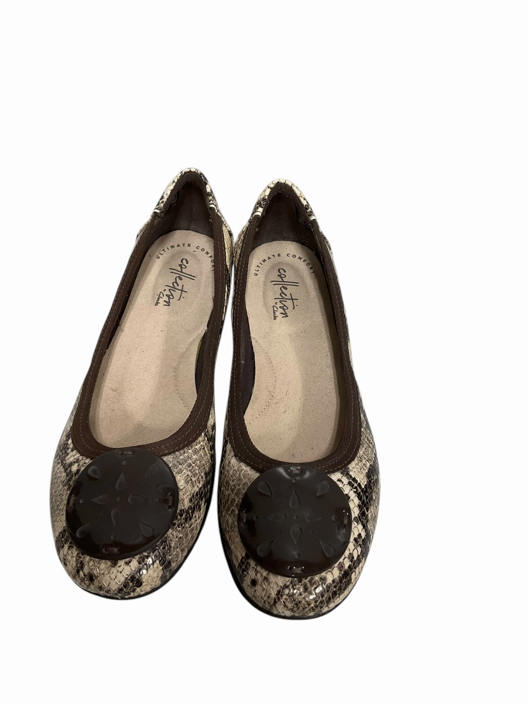 Shoes Flats By Clarks In Snakeskin Print, Size: 6 Leather Footwear