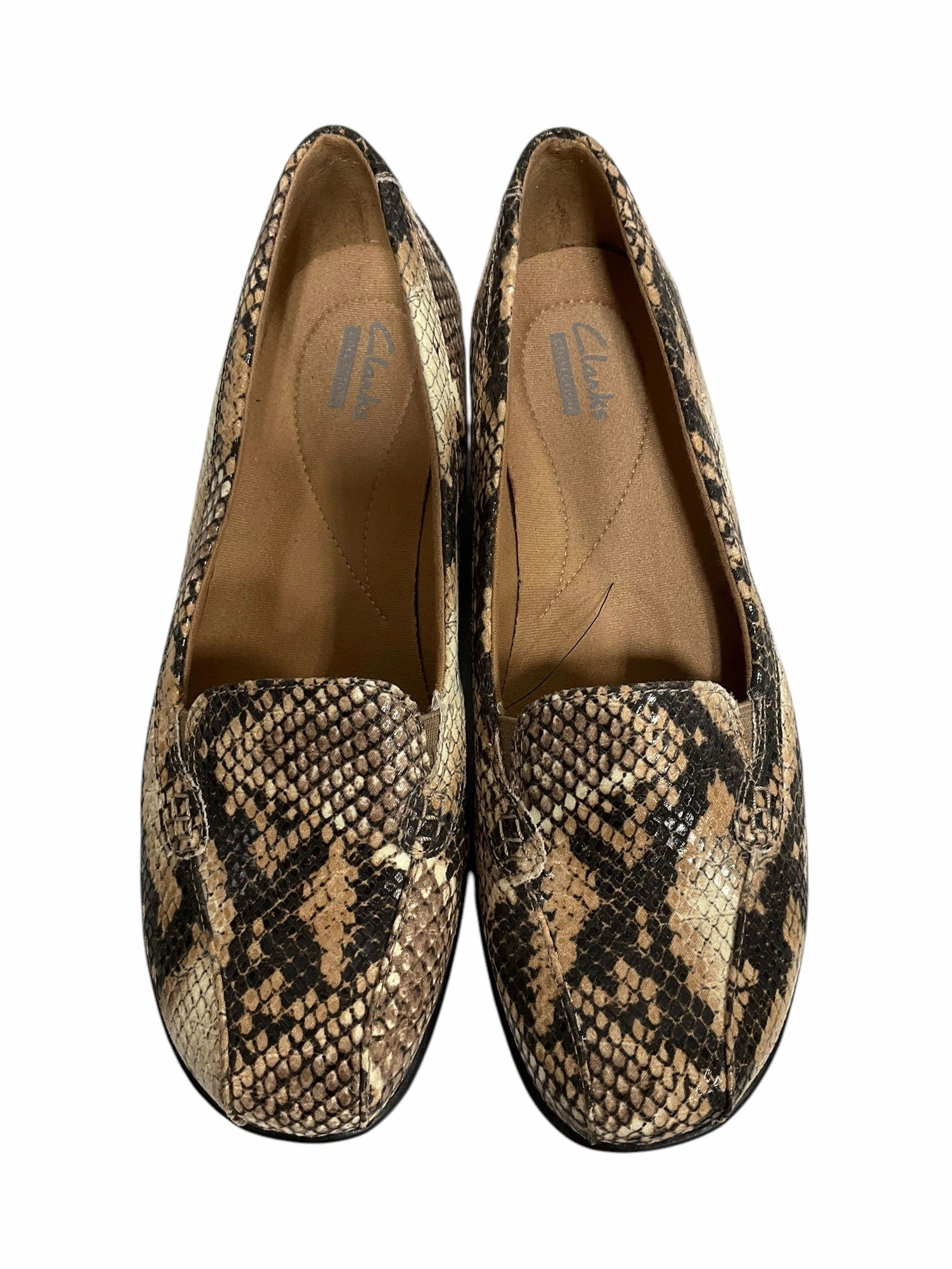 Shoes Flats By Clarks In Snakeskin Print, Size: 7.5 Leather Footwear