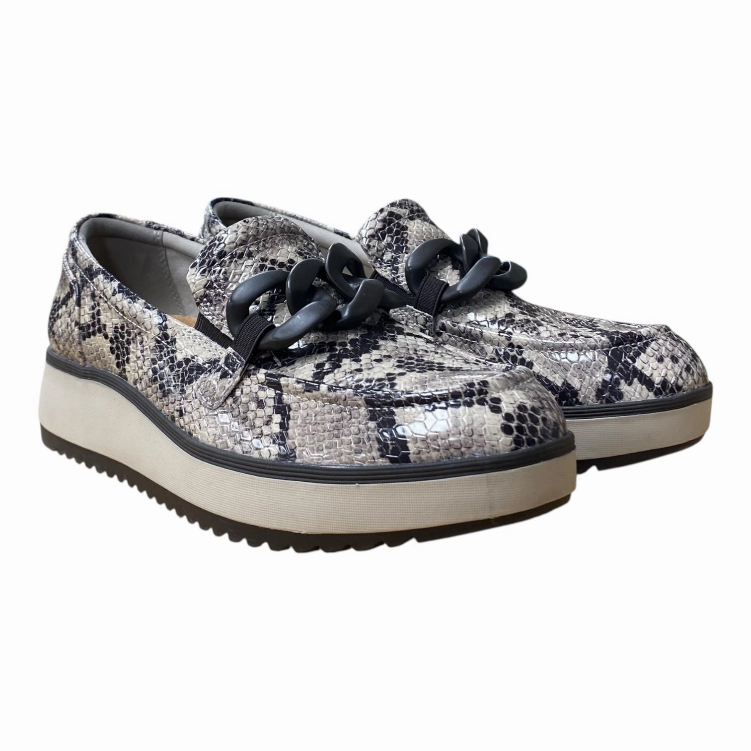 Shoes Flats By Clarks In Snakeskin Print, Size:8 Clarks leather shoes for daily wear