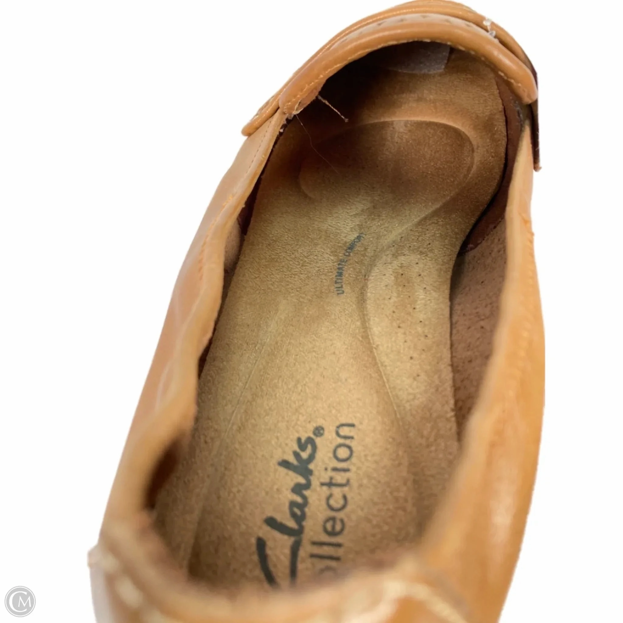 Shoes Flats By Clarks In Tan, Size: 10.5 Leather Footwear