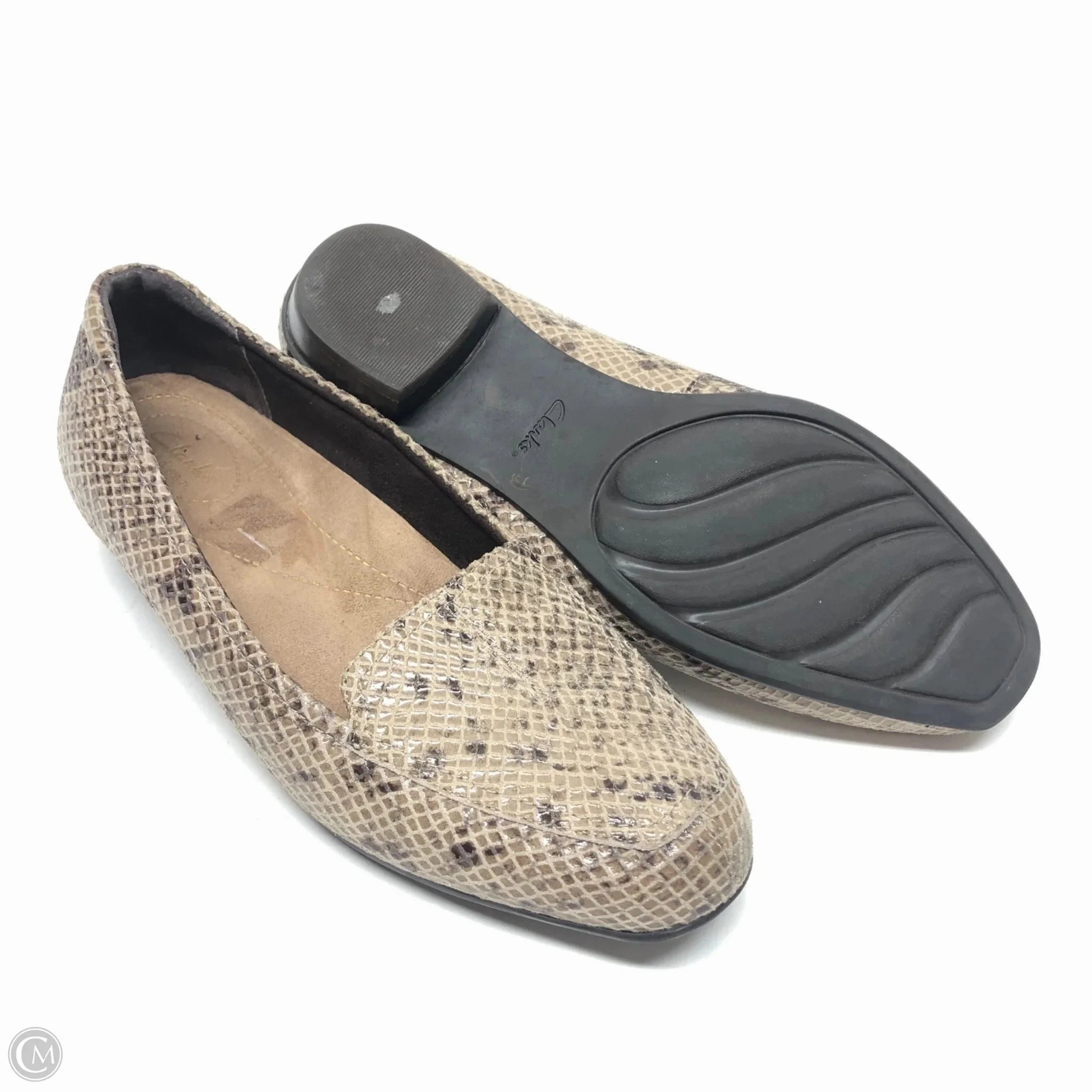 Shoes Flats By Clarks In Tan, Size: 8 Leather Footwear