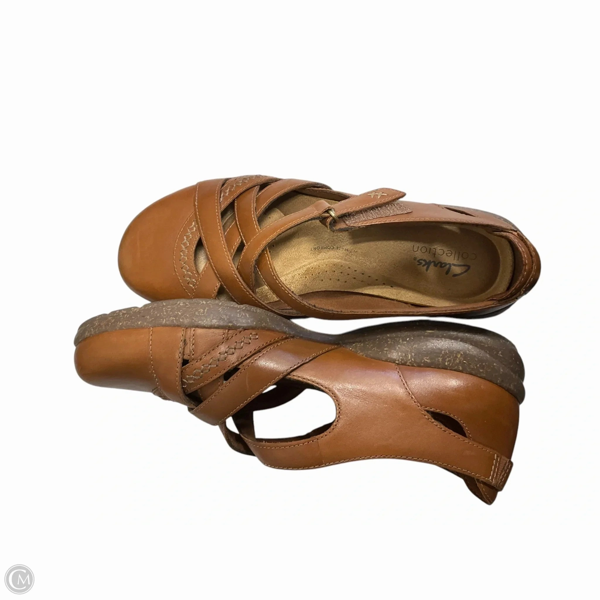 Shoes Flats By Clarks In Tan, Size: 9.5 Leather Footwear