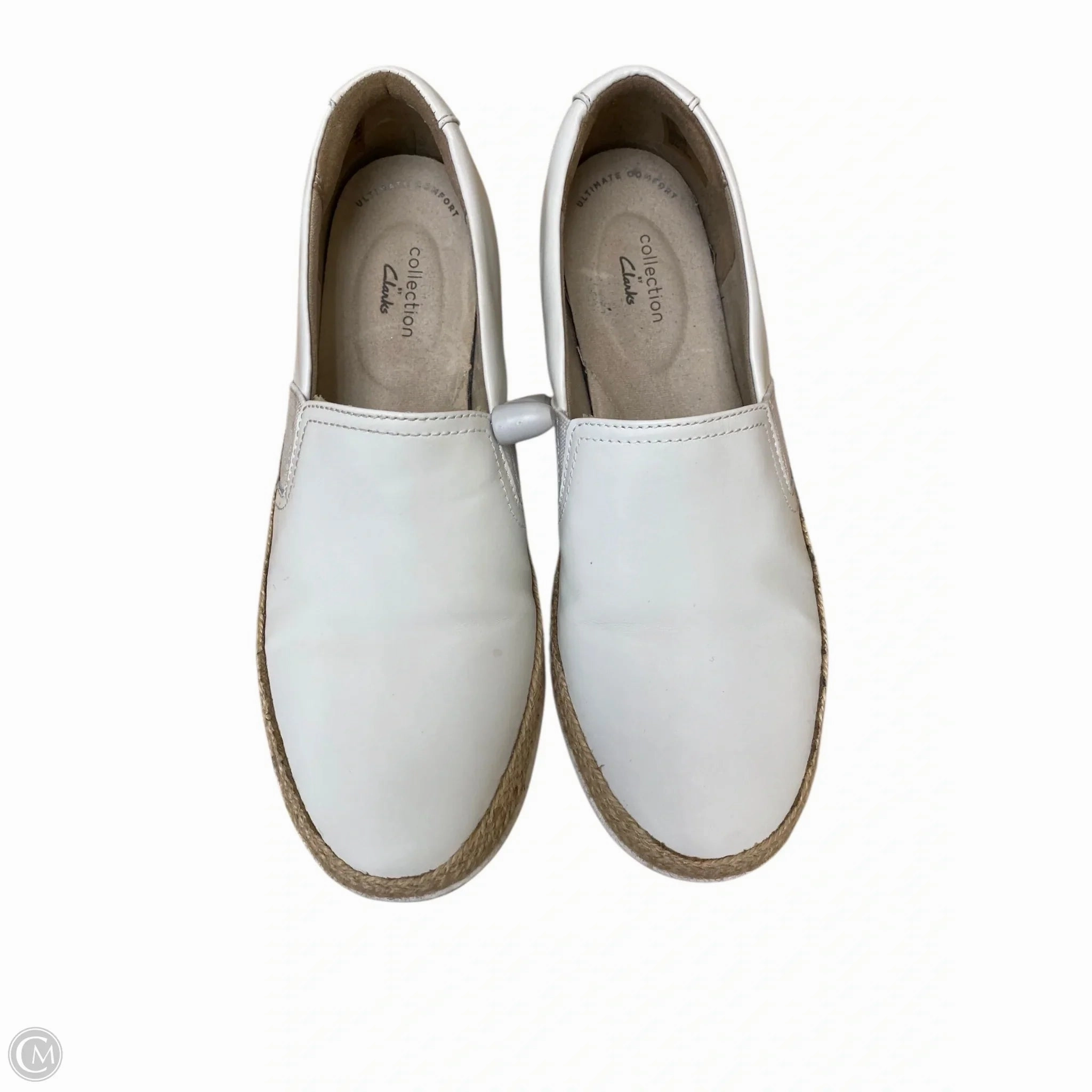 Shoes Flats By Clarks In White, Size: 8.5 Leather Footwear