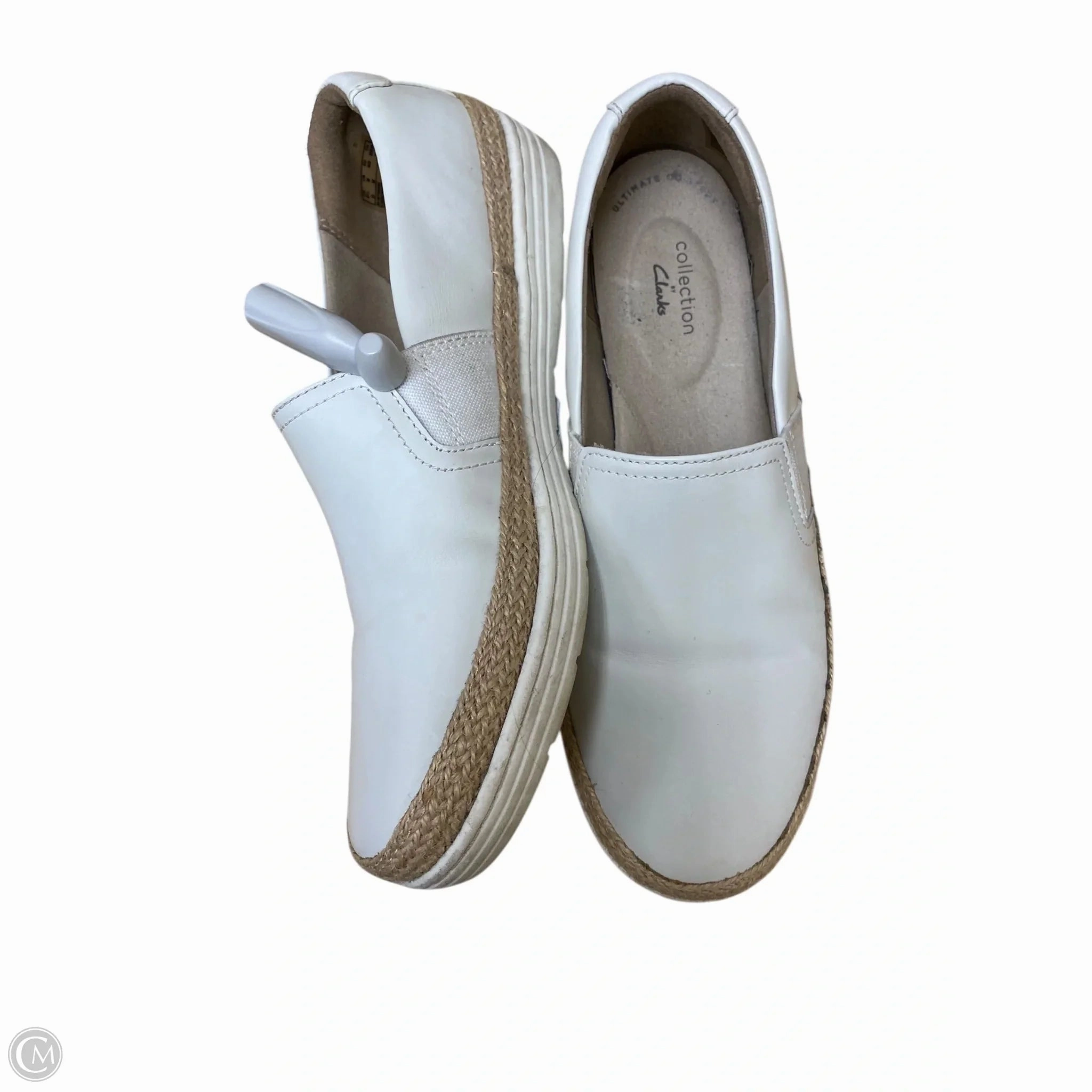 Shoes Flats By Clarks In White, Size: 8.5 Leather Footwear