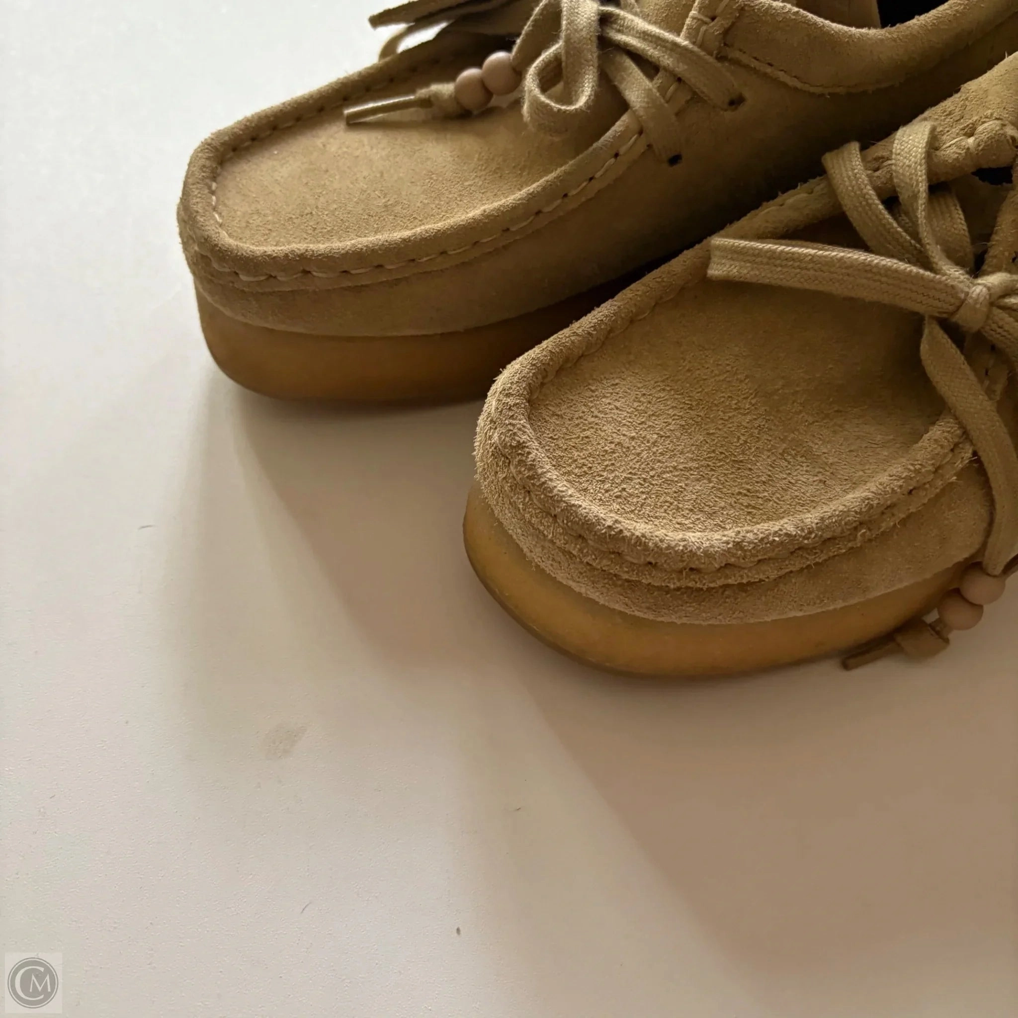 Shoes Heels Block By Clarks In Beige, Size: 7.5 Leather Footwear