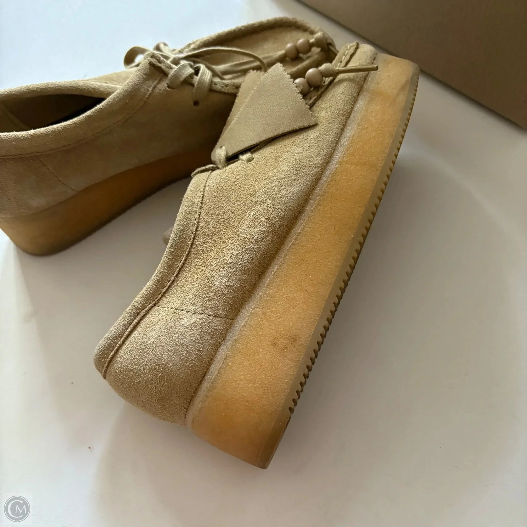 Shoes Heels Block By Clarks In Beige, Size: 7.5 Leather Footwear