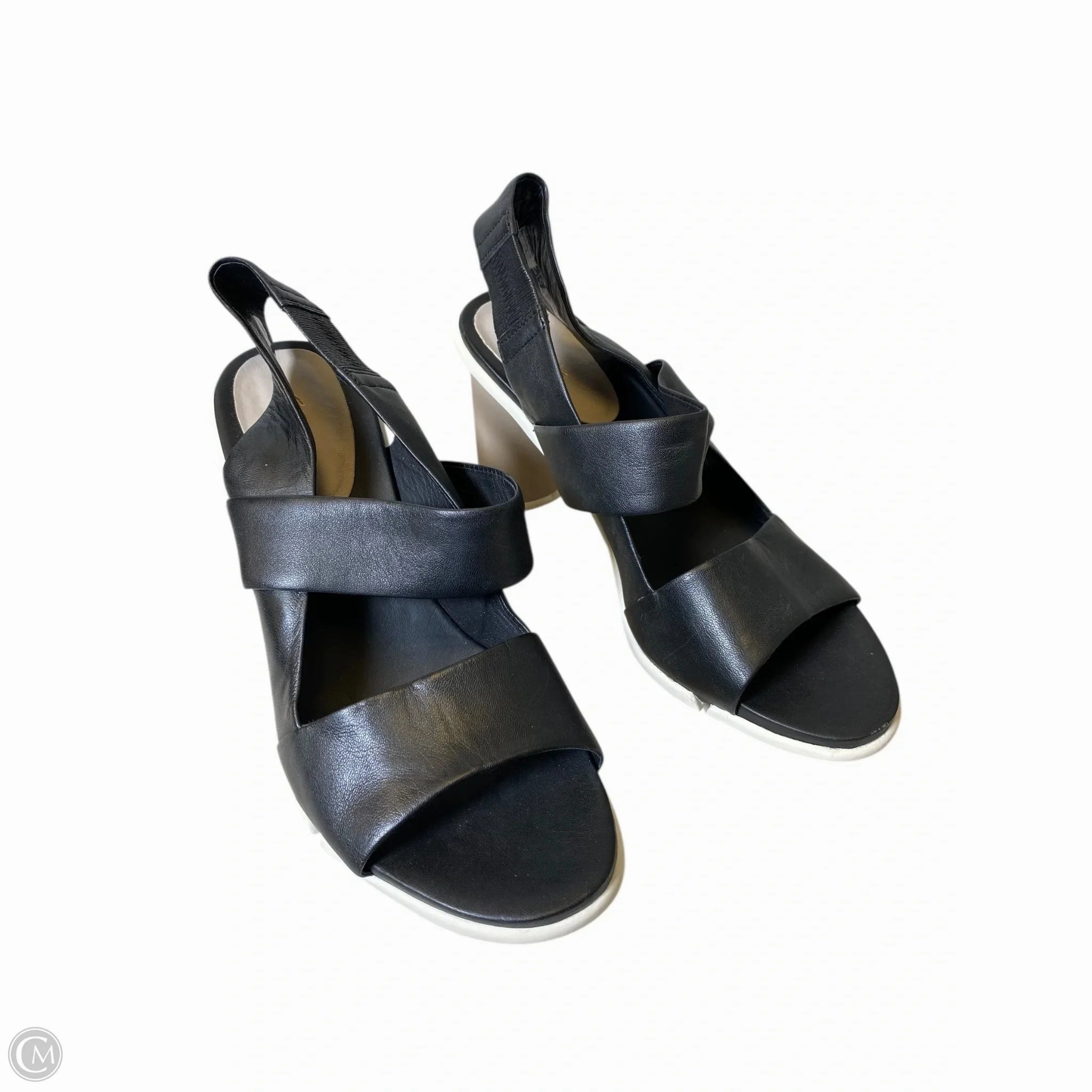 Shoes Heels Block By Clarks In Black & White, Size: 9 Leather Footwear