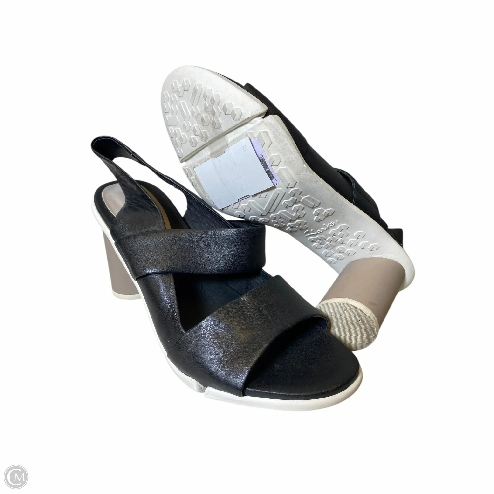 Shoes Heels Block By Clarks In Black & White, Size: 9 Leather Footwear