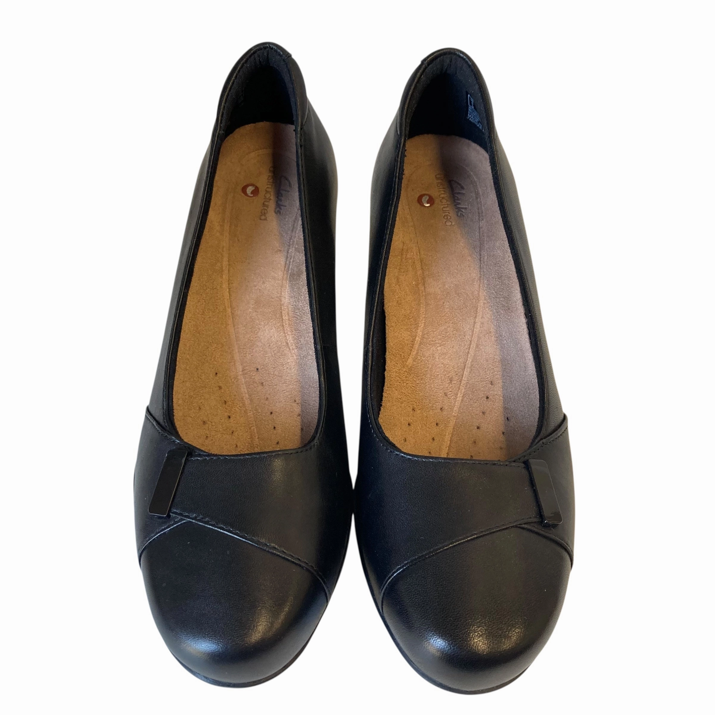 Shoes Heels Block By Clarks In Black, Size:7.5 Leather Footwear