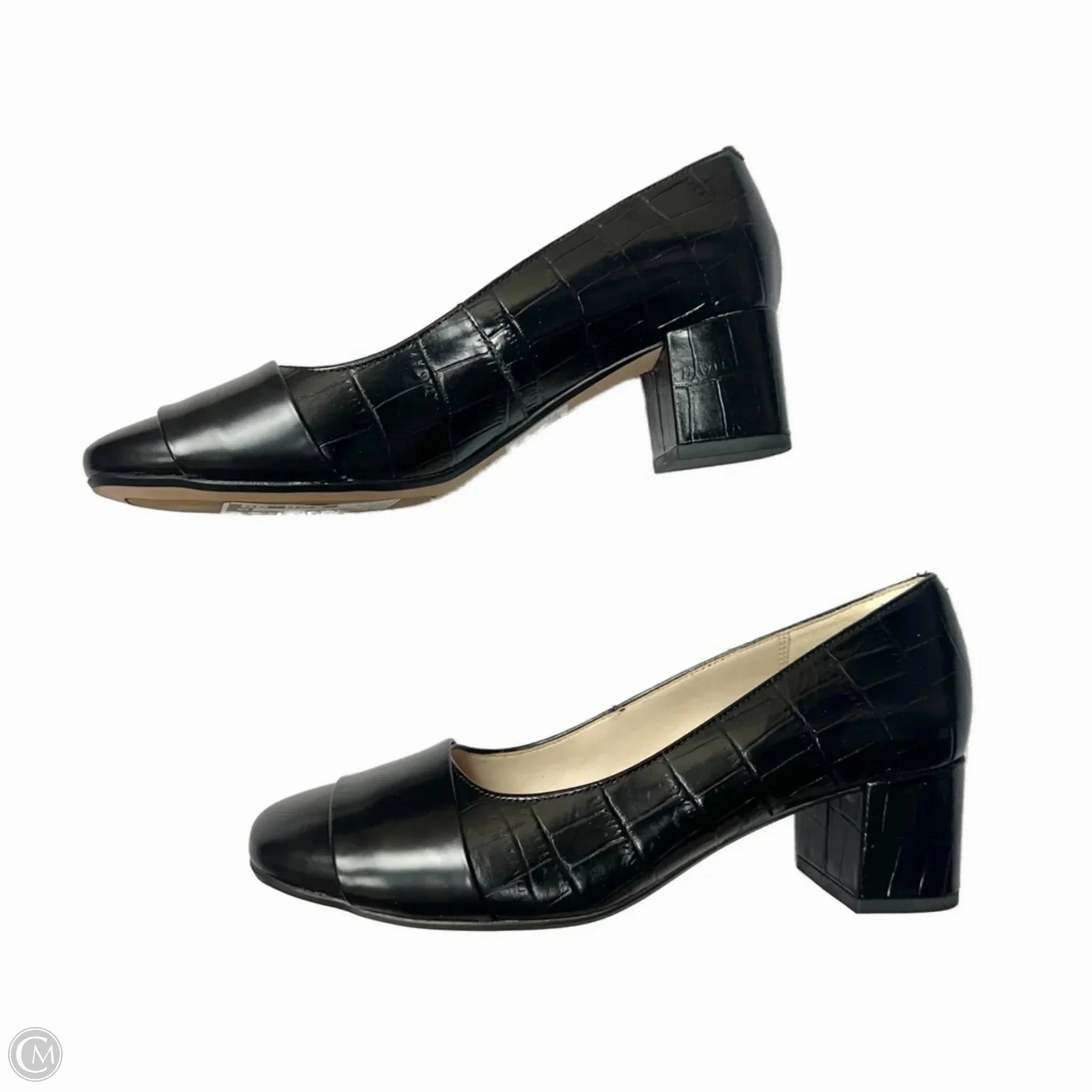 Shoes Heels Block By Clarks In Black, Size: 7.5 Leather Footwear