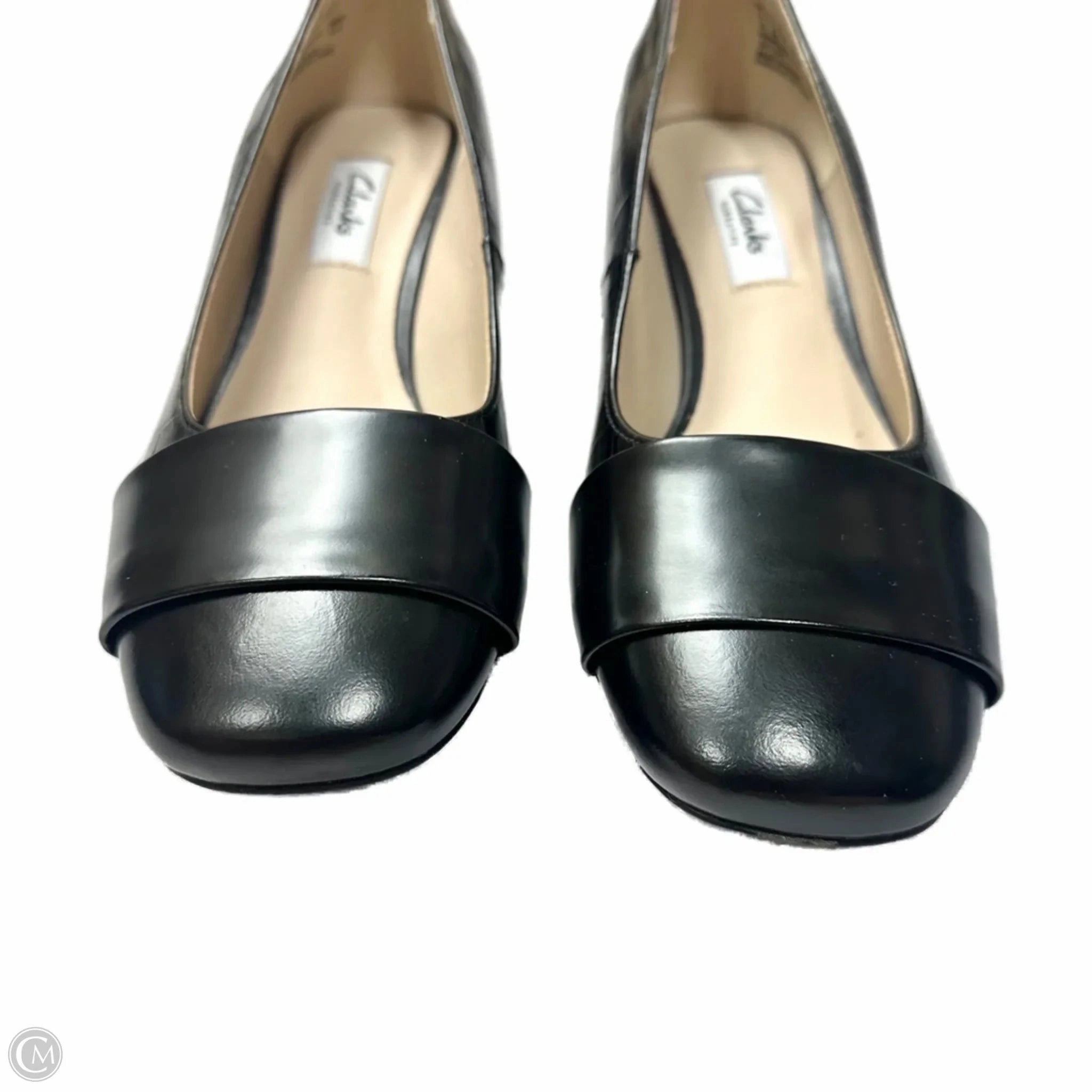 Shoes Heels Block By Clarks In Black, Size: 7.5 Leather Footwear