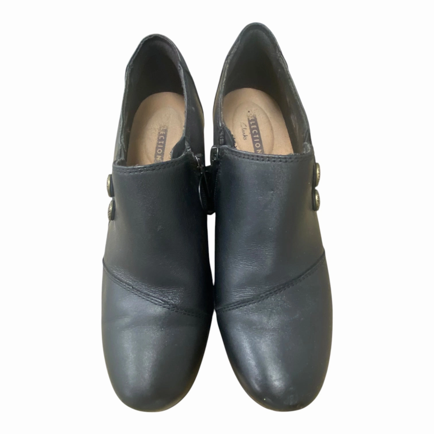 Shoes Heels Block By Clarks In Black, Size: 7 Leather Footwear