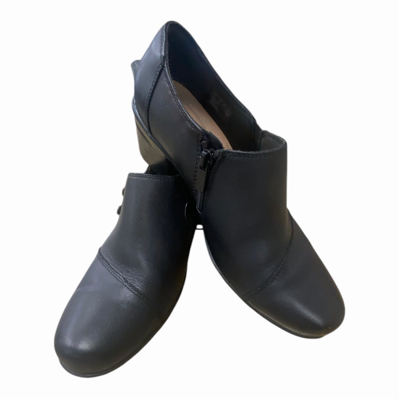 Shoes Heels Block By Clarks In Black, Size: 7 Leather Footwear