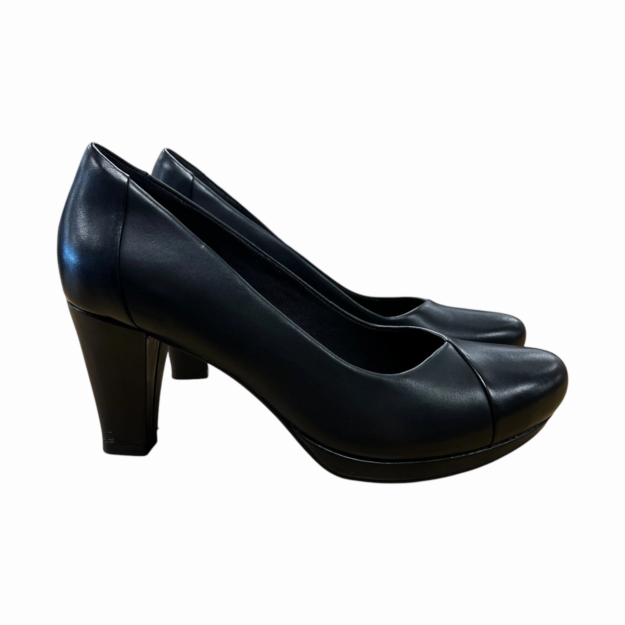 Shoes Heels Block By Clarks In Black, Size:8.5 Clarks leather shoes for daily wear