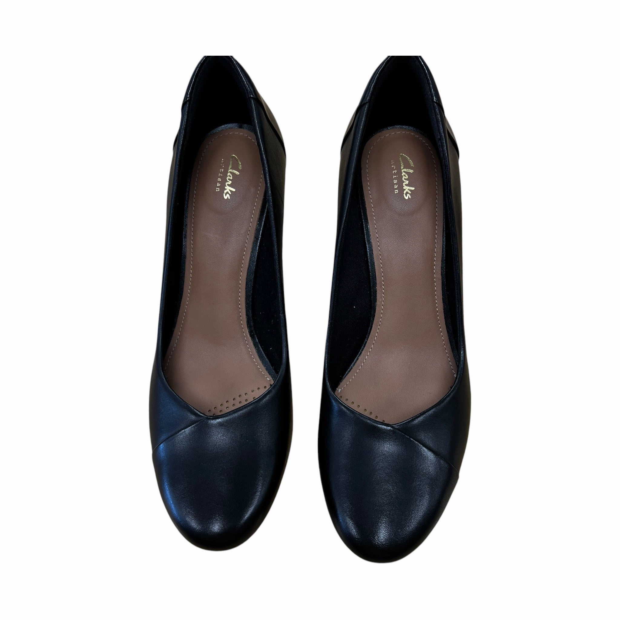 Shoes Heels Block By Clarks In Black, Size:8.5 Leather Footwear
