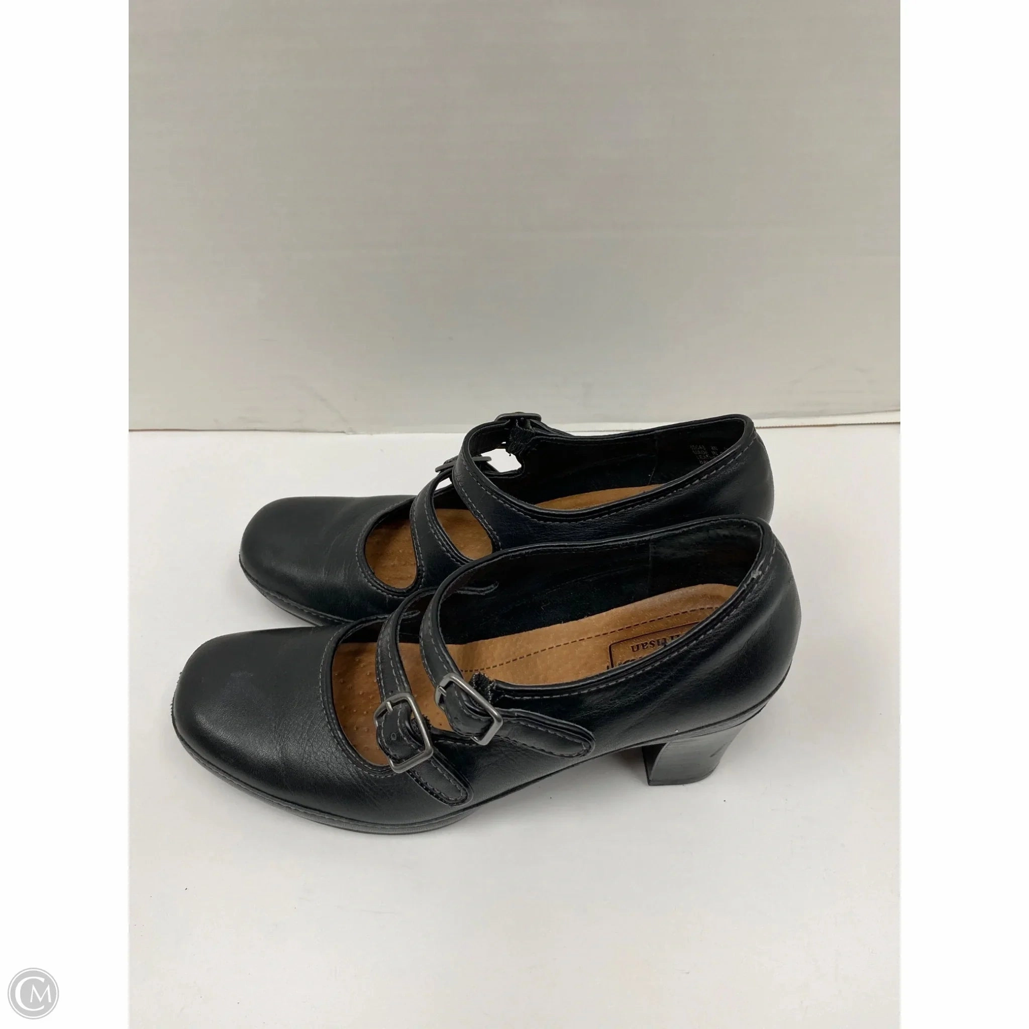 Shoes Heels Block By Clarks In Black, Size: 8 Leather Footwear
