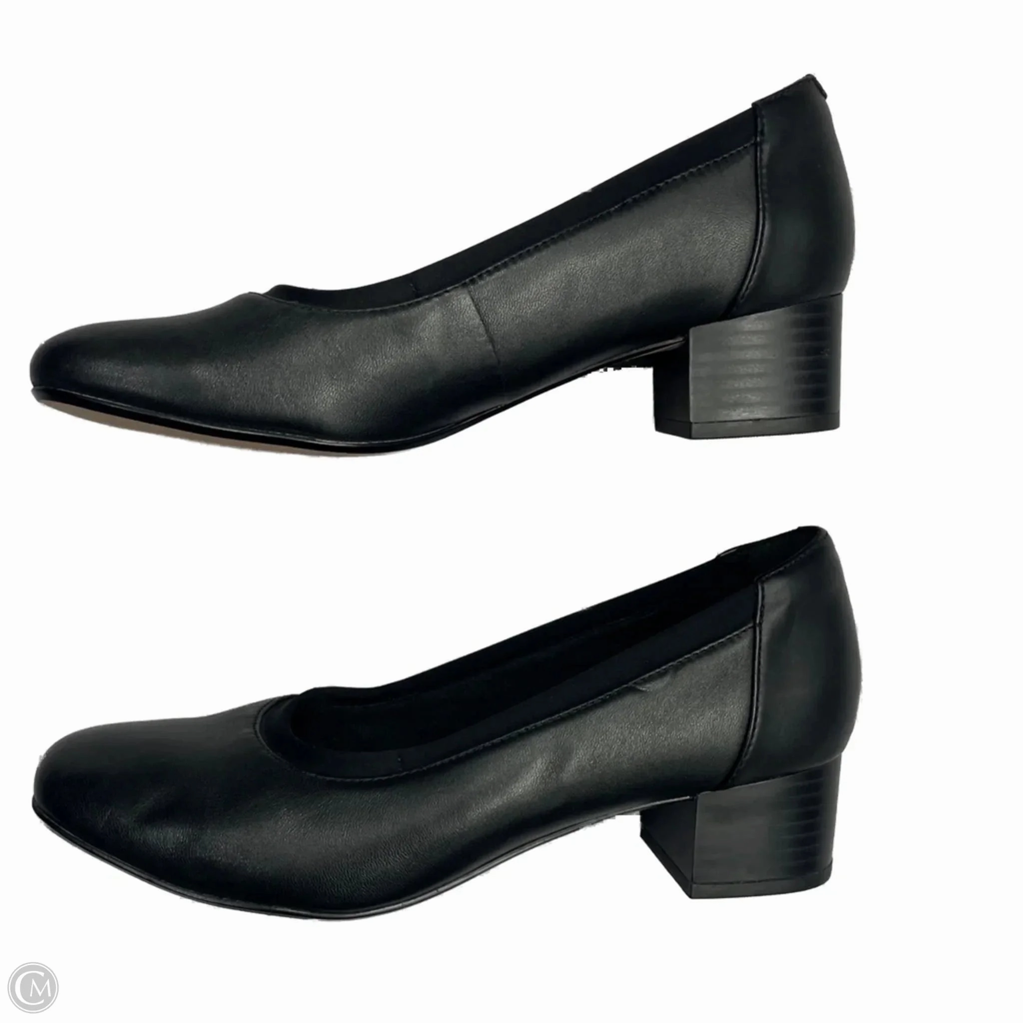 Shoes Heels Block By Clarks In Black, Size: 9 Leather Footwear