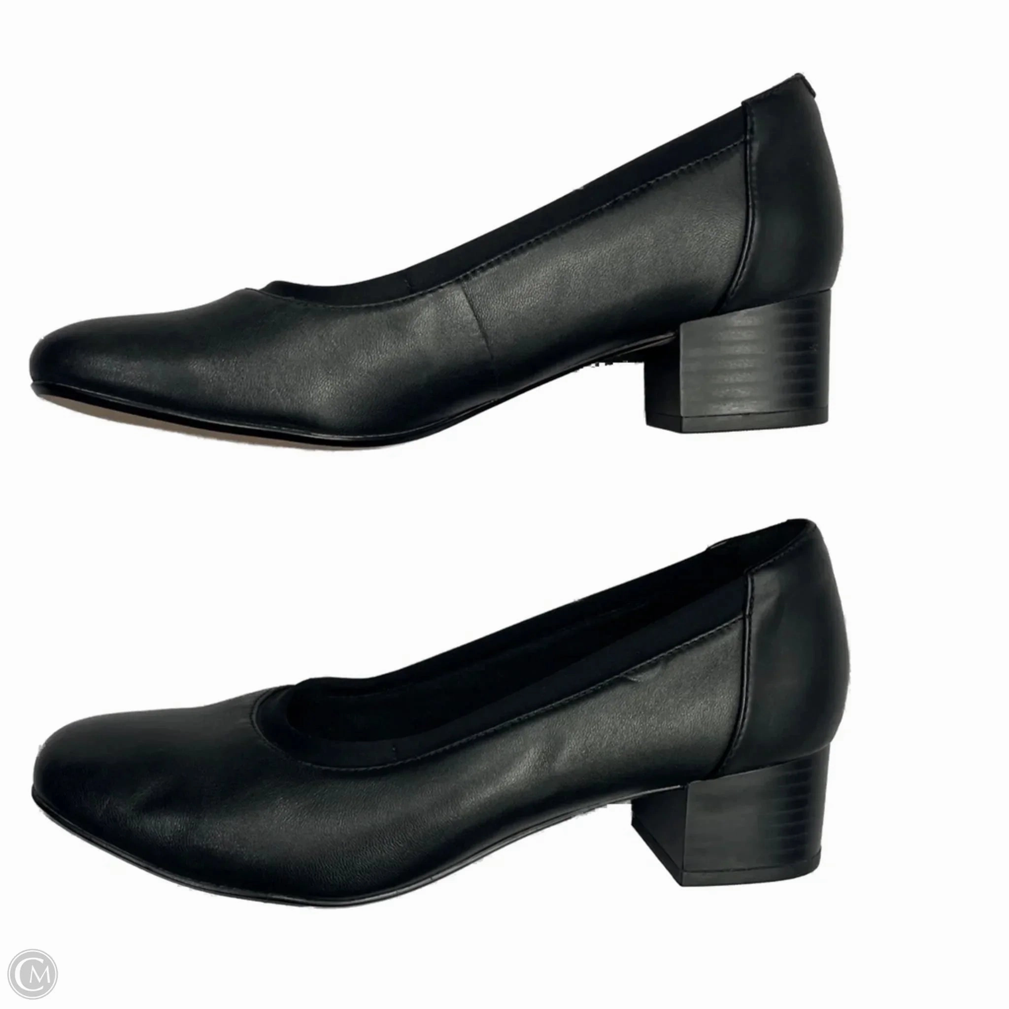 Shoes Heels Block By Clarks In Black, Size: 9 Leather Footwear